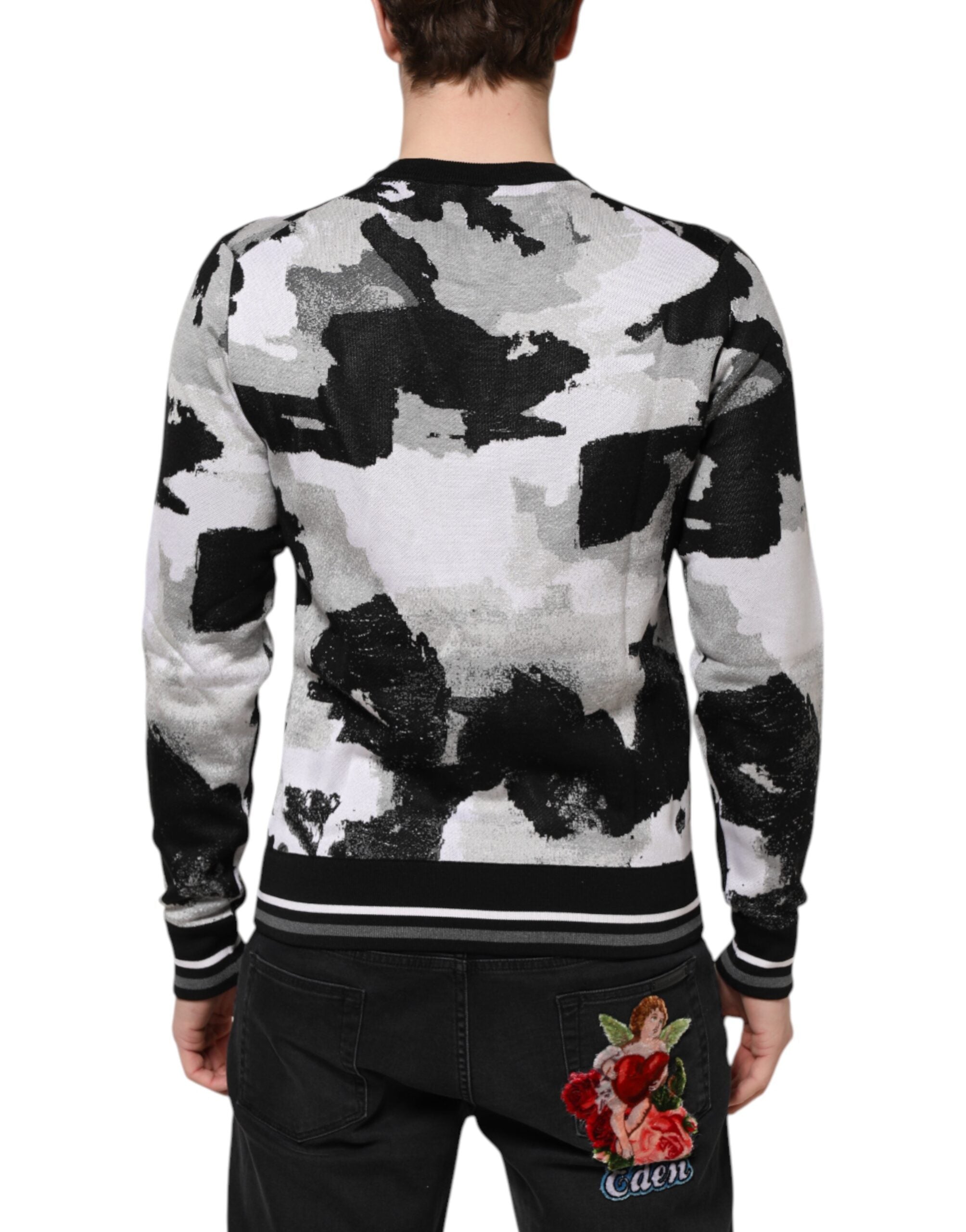 Dolce & Gabbana Mehrfarbiger Pullover aus Seide mit Camouflagemuster