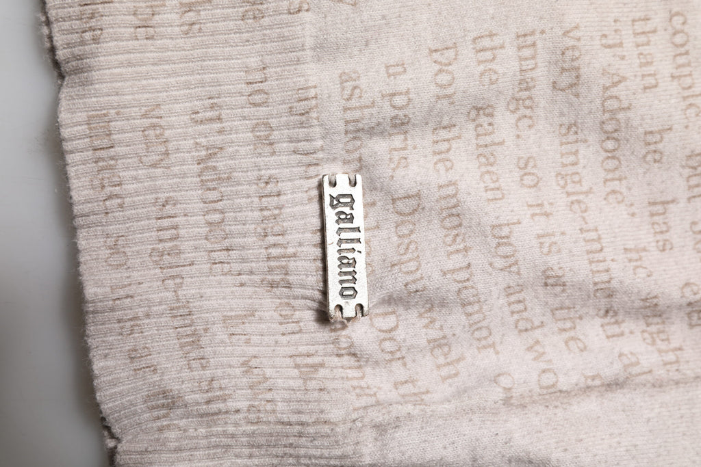 John Galliano Beige Bedrucktes Logo Rundhalsausschnitt Langarm Männer Pullover