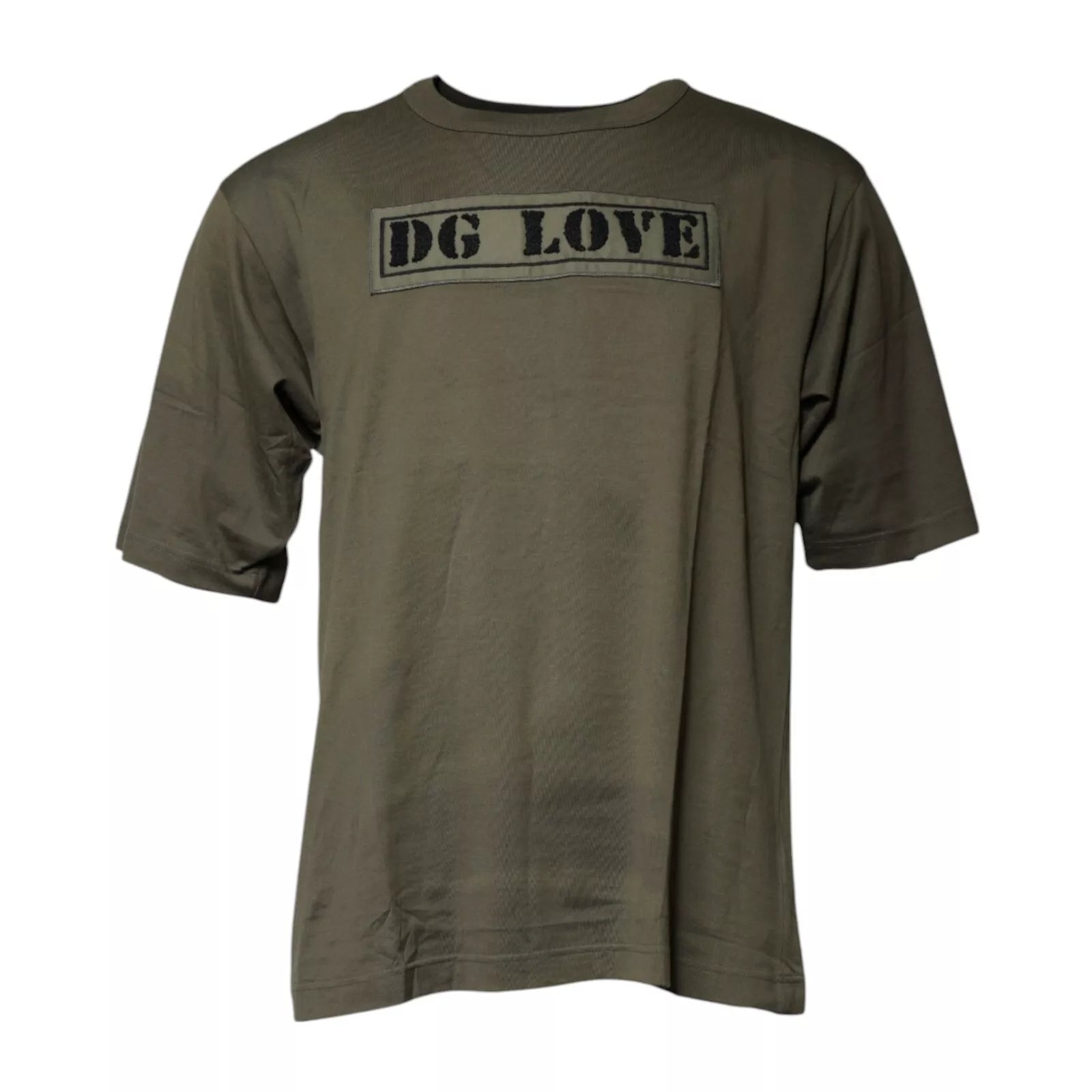 Dolce & Gabbana Armeegrünes DG Love Baumwoll-T-Shirt mit Rundhalsausschnitt