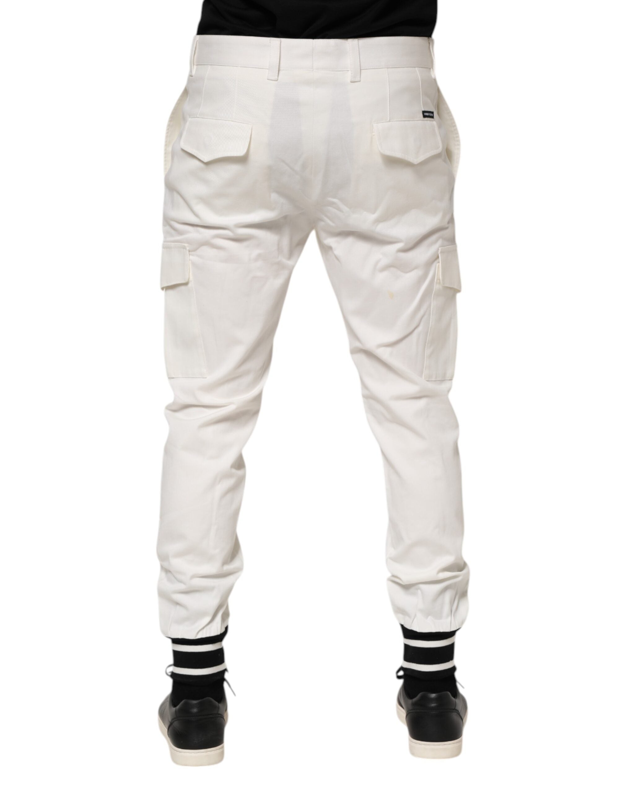 Dolce & Gabbana Weiße Baumwolle Jogger Cargo Skinny Männer Hosen