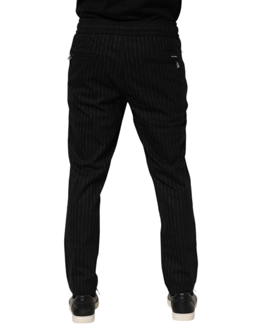 Dolce & Gabbana Schwarz gestreifte Herren-Joggerhose aus Wolle