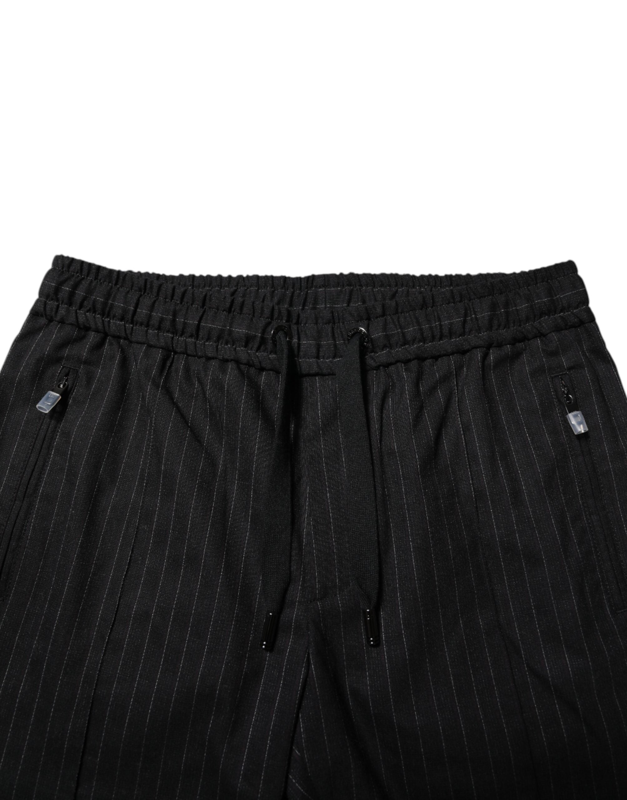 Dolce & Gabbana Schwarz gestreifte Herren-Joggerhose aus Wolle