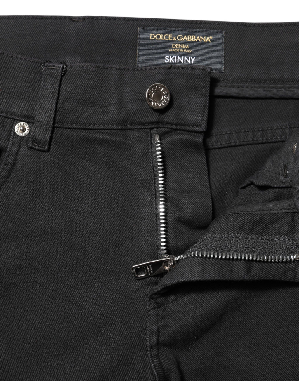 Dolce & Gabbana Schwarz zerfleddert Weißes Futter Skinny Denim Jeans