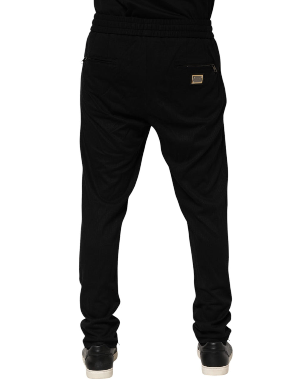 Dolce & Gabbana Schwarze Viskose Skinny Logo Herren Jogger-Hose
