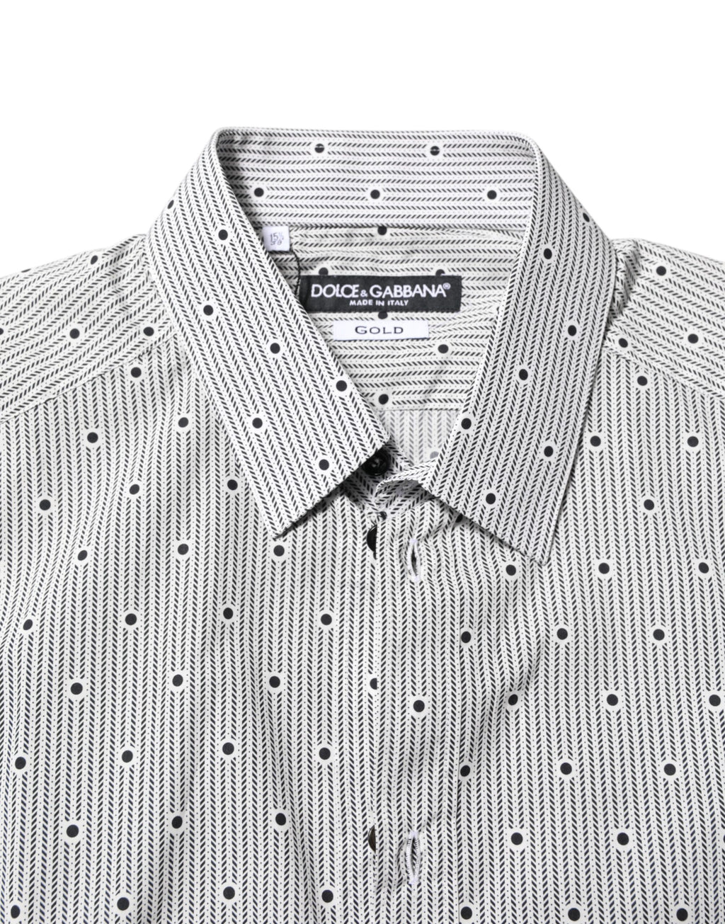 Dolce & Gabbana Grau Gepunktet Semi Fitted GOLD Herren Hemd Formal