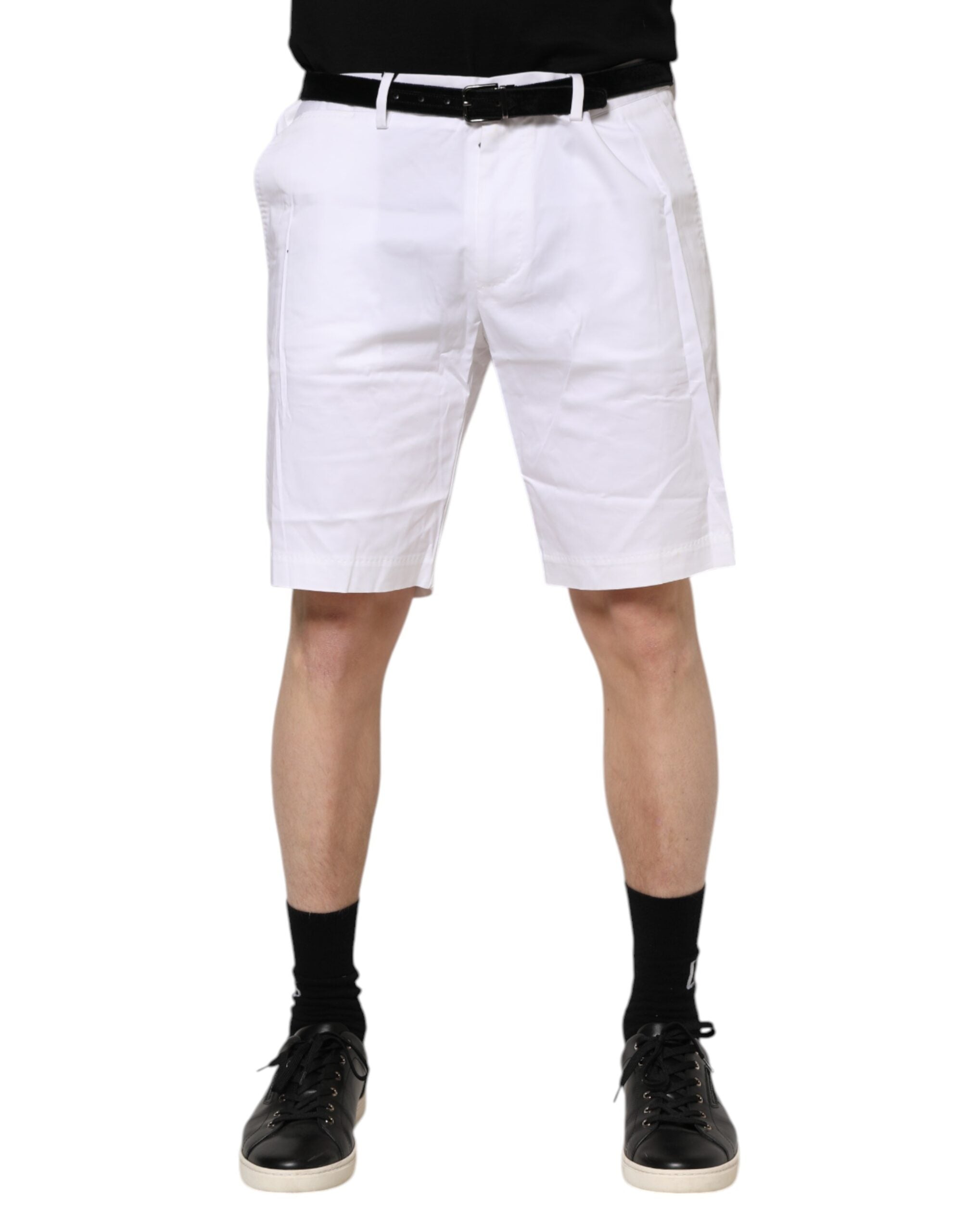Dolce & Gabbana Weiße Chinos Baumwolle Stretch Casual Shorts