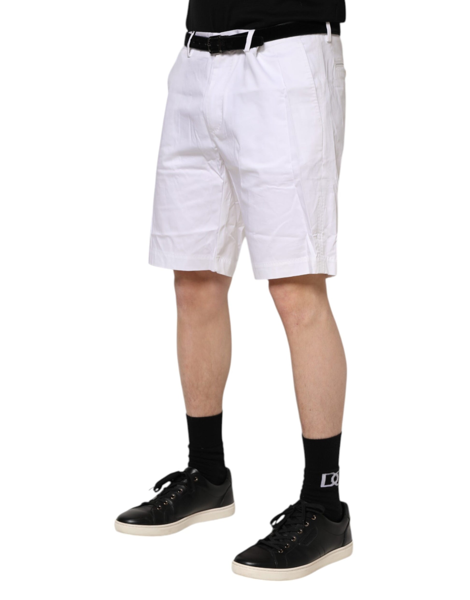 Dolce & Gabbana Weiße Chinos Baumwolle Stretch Casual Shorts