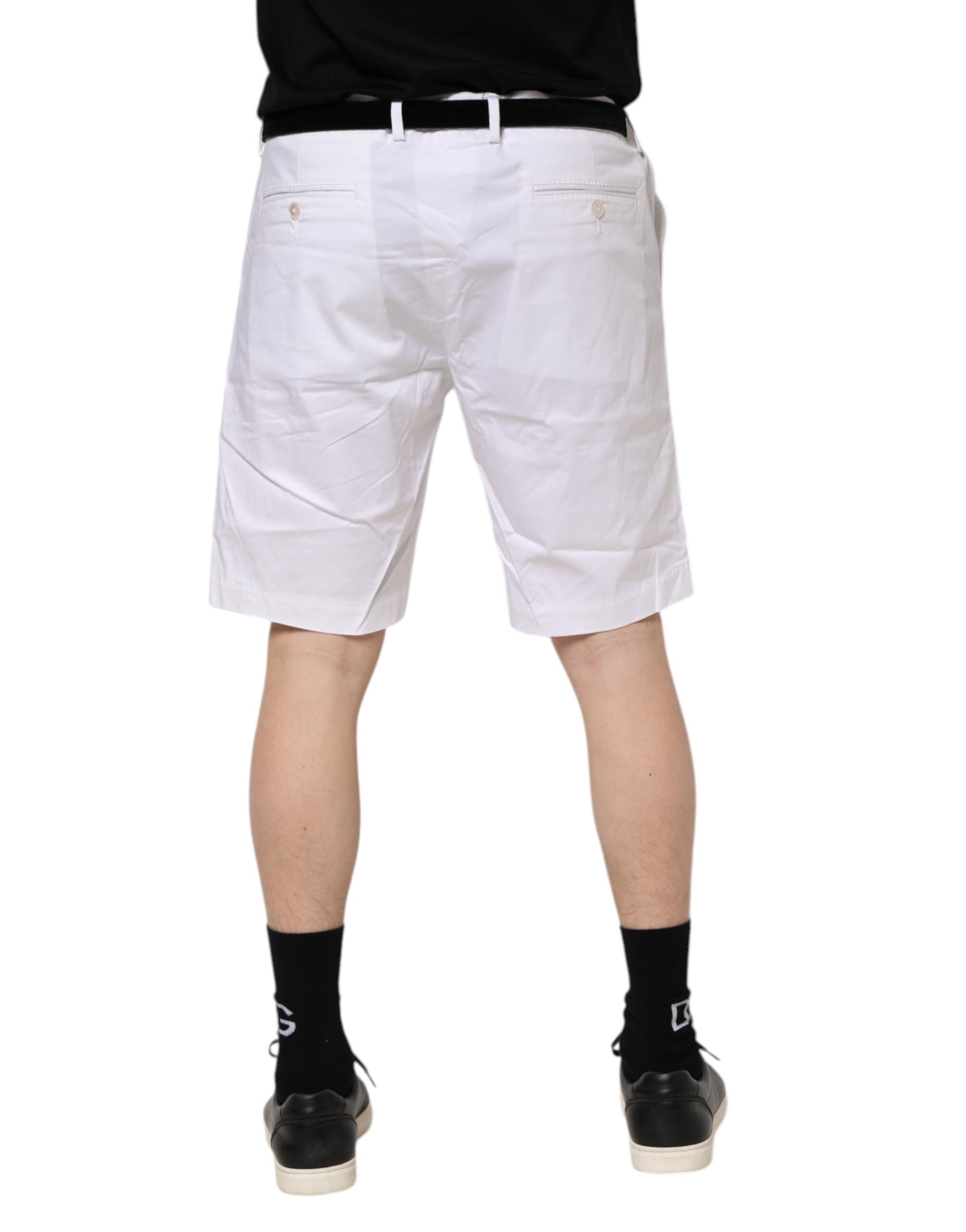 Dolce & Gabbana Weiße Chinos Baumwolle Stretch Casual Shorts