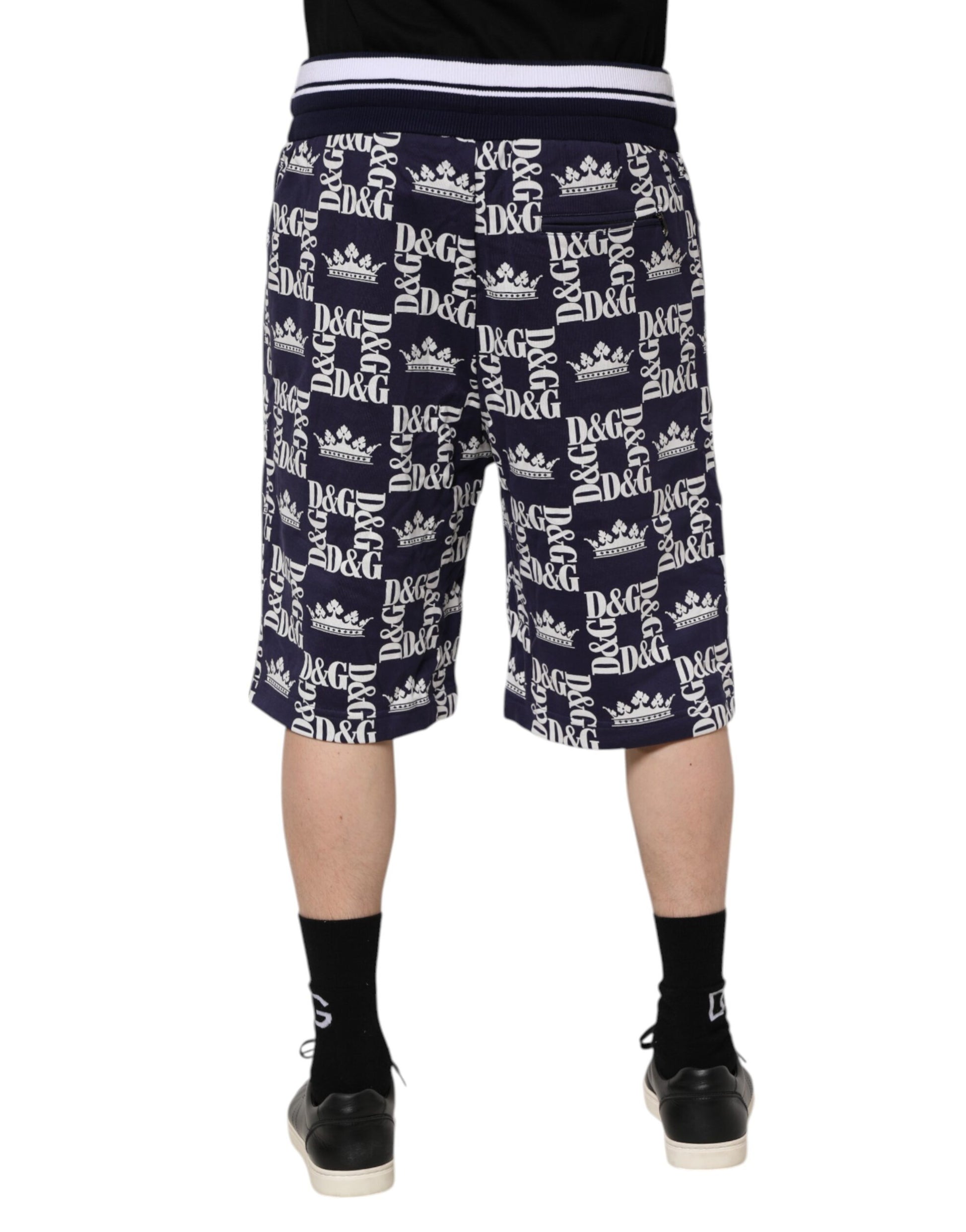 Dolce & Gabbana Bermudashorts aus Baumwolle mit blauem Kronenlogodruck