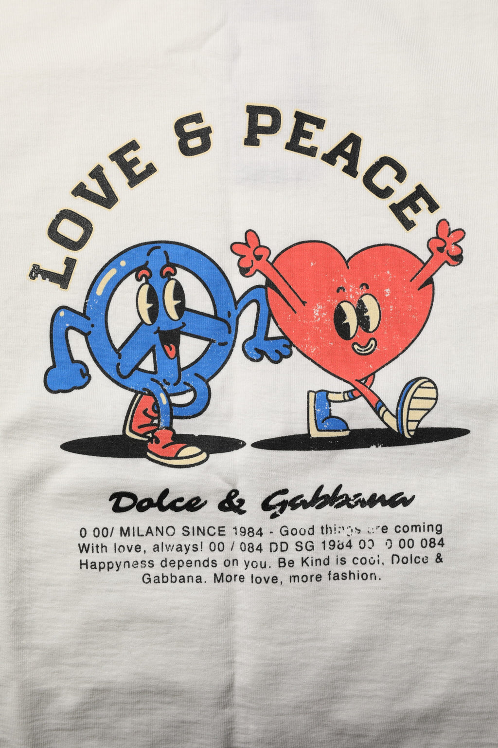 Dolce & Gabbana Weiß Liebe Frieden Baumwolle Männer Rundhals T-Shirt