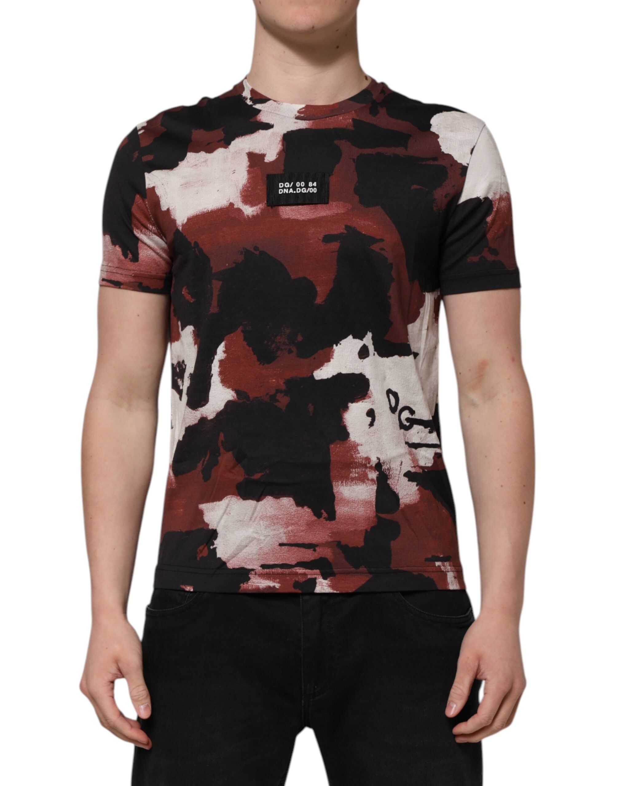 Dolce & Gabbana Multicolor Camouflage Männer T-Shirt mit Rundhalsausschnitt