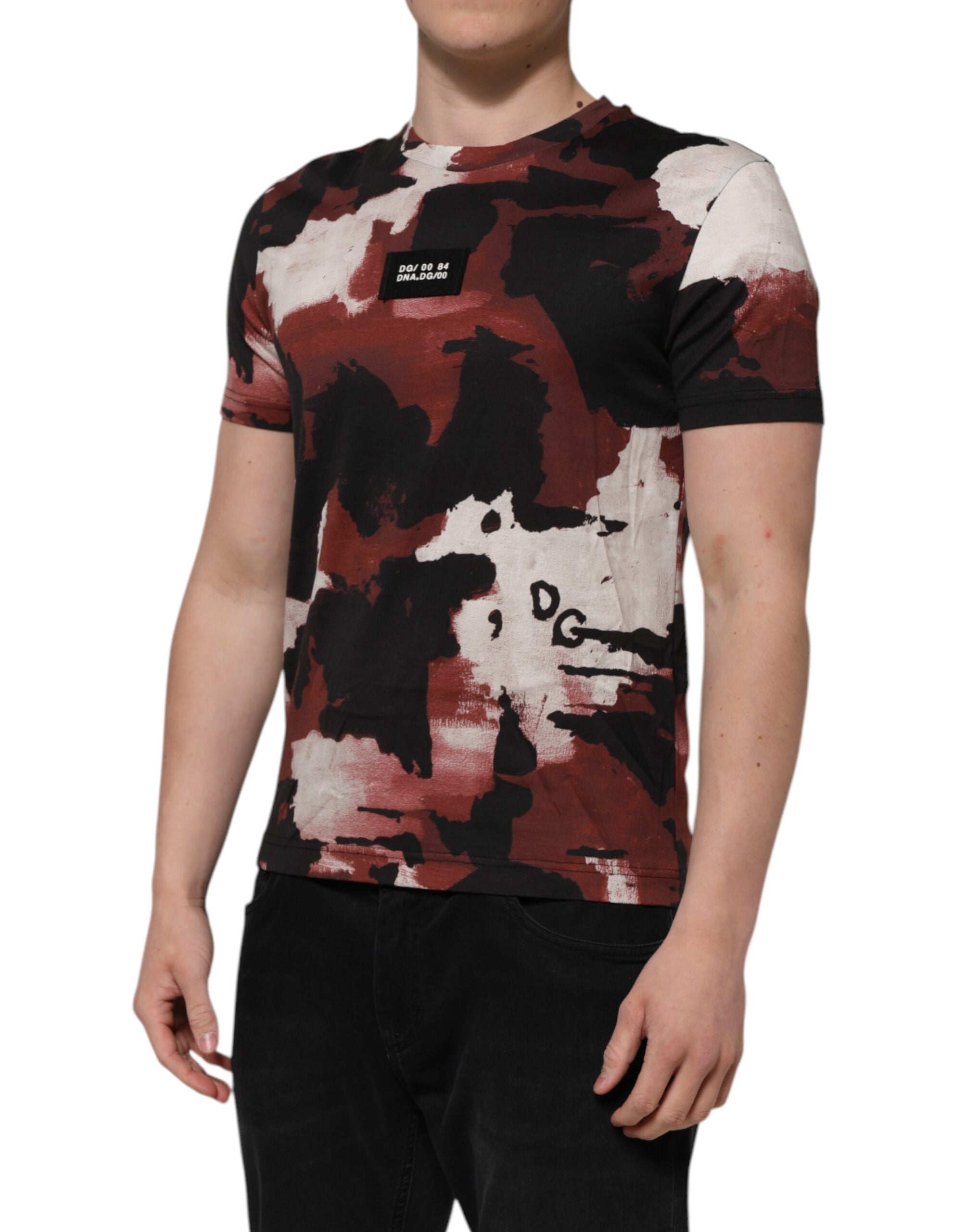 Dolce & Gabbana Multicolor Camouflage Männer T-Shirt mit Rundhalsausschnitt
