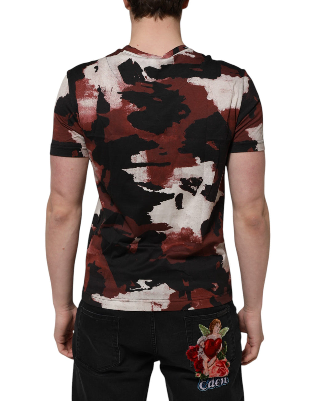 Dolce & Gabbana Multicolor Camouflage Männer T-Shirt mit Rundhalsausschnitt