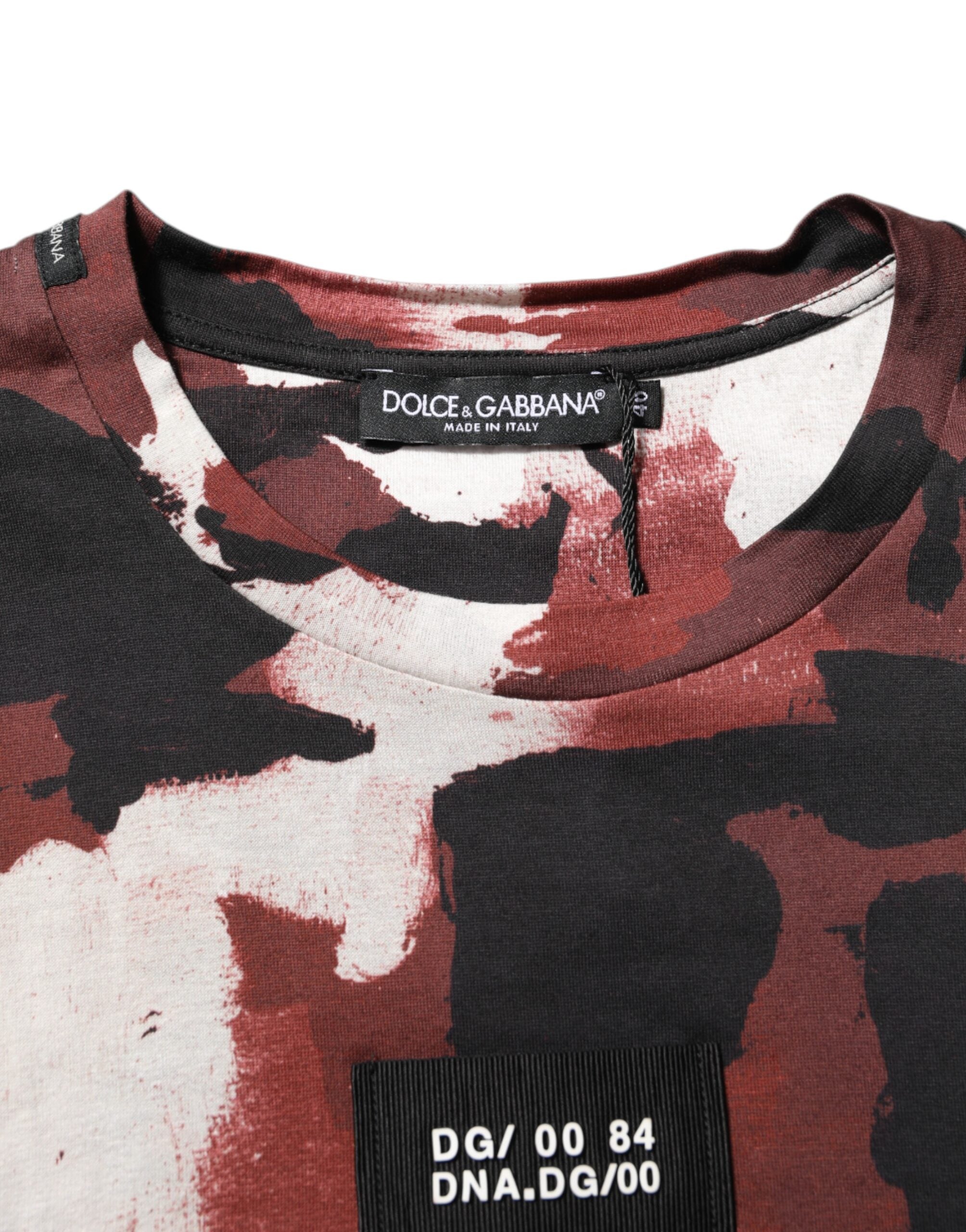 Dolce & Gabbana Multicolor Camouflage Männer T-Shirt mit Rundhalsausschnitt