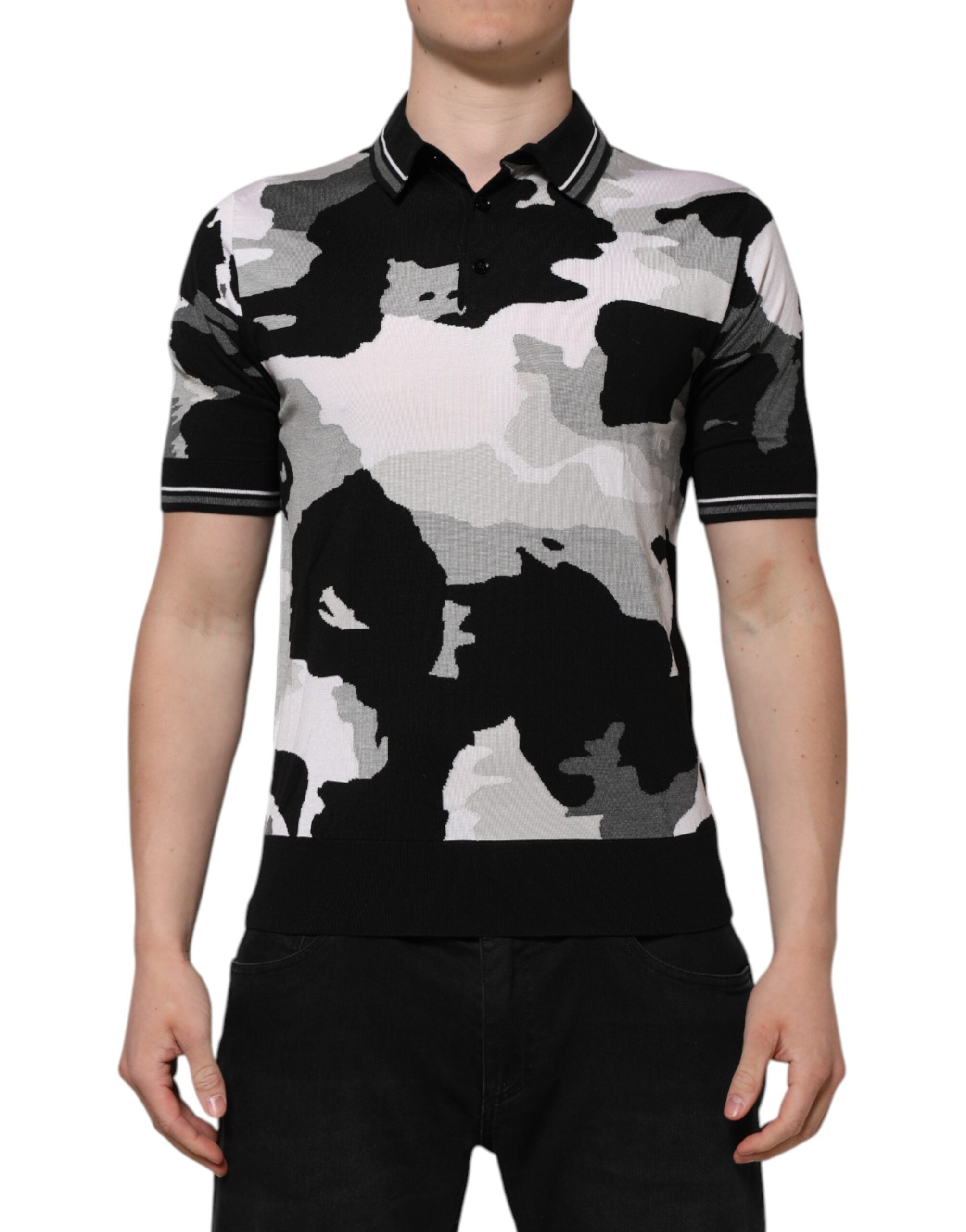 Dolce & Gabbana Multicolor Tarnfarbenes Polo-Shirt mit Kragen