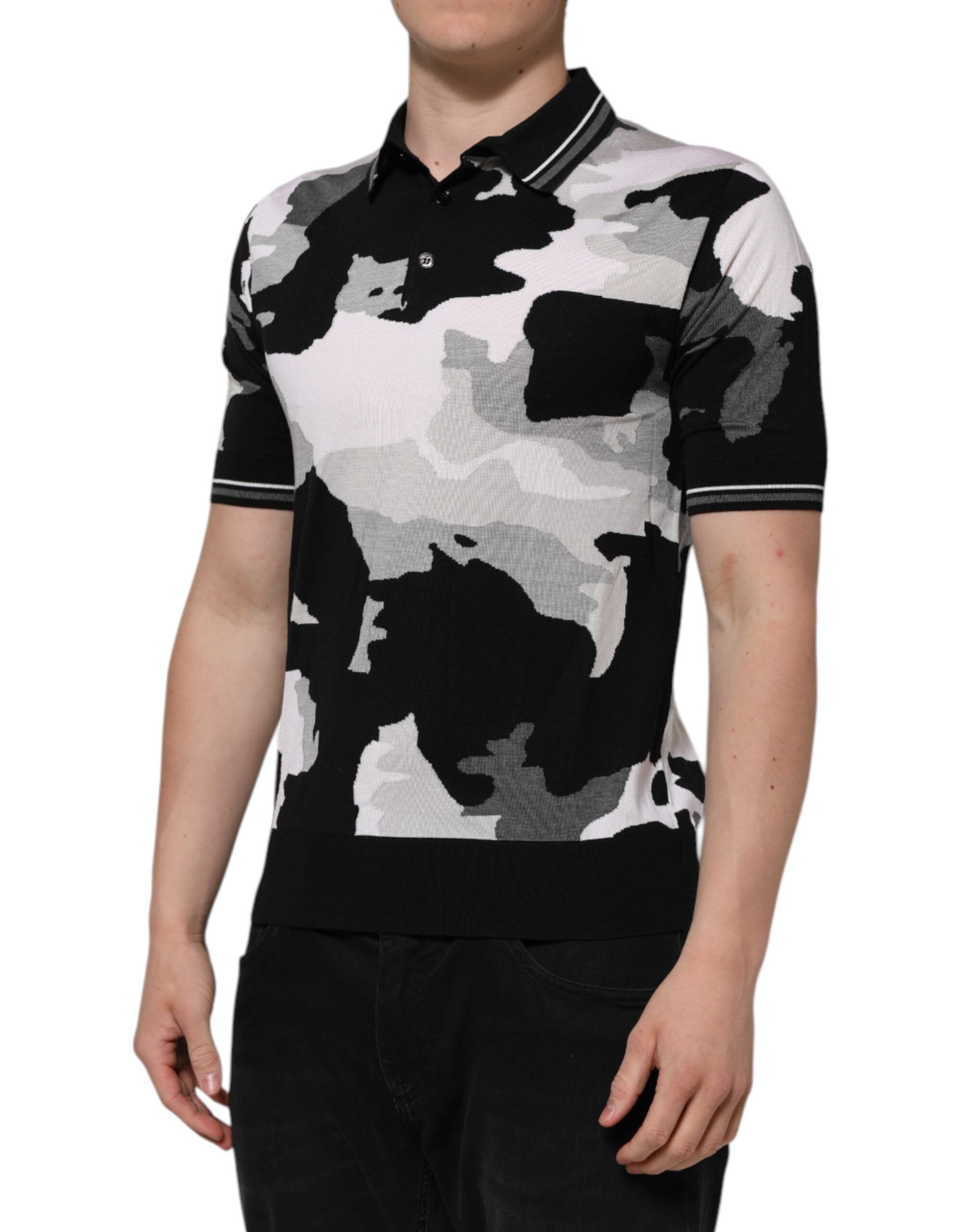 Dolce & Gabbana Multicolor Tarnfarbenes Polo-Shirt mit Kragen