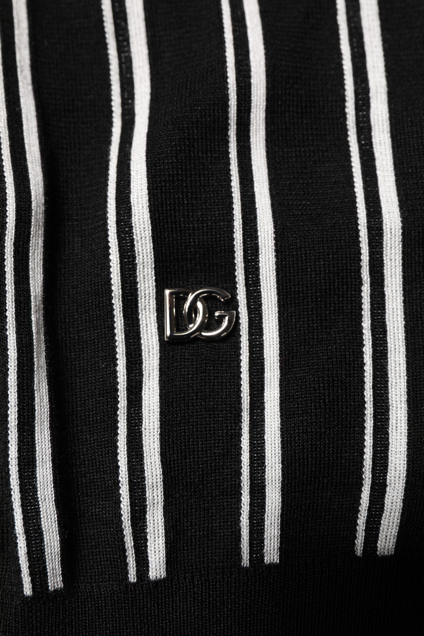Dolce & Gabbana Schwarz-weiß gestreiftes Polo-T-Shirt mit Kragen