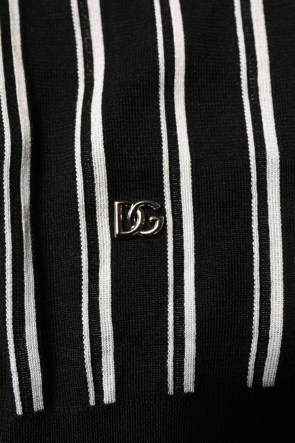 Dolce & Gabbana Zwart Wit Gestreept Polo T-shirt met Kraag