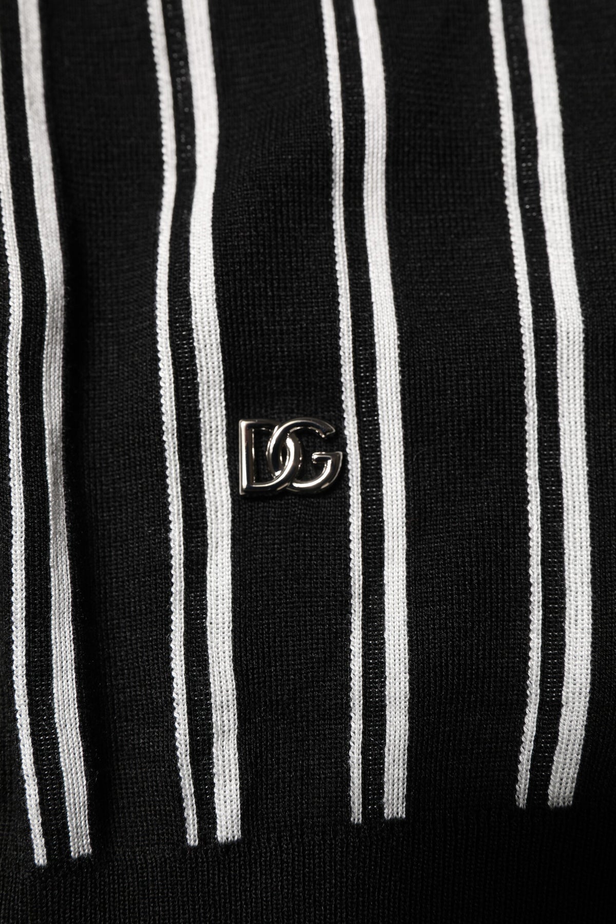Dolce & Gabbana Zwart Wit Gestreept Polo T-shirt met Kraag