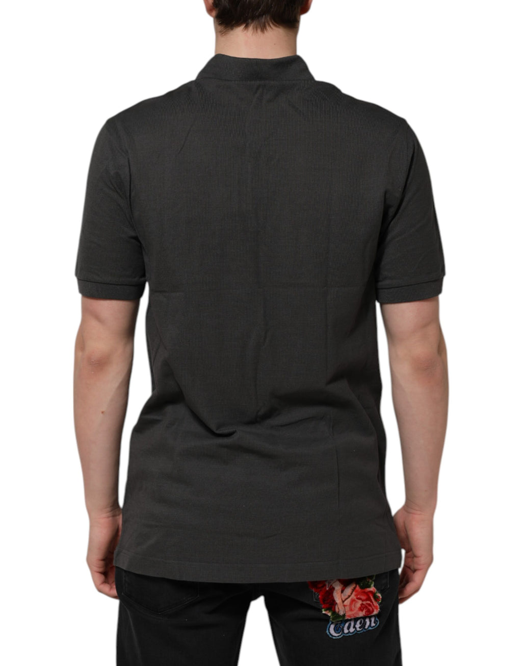 Dolce & Gabbana Dunkelgraues Polo-Shirt mit kurzen Ärmeln und Kragen