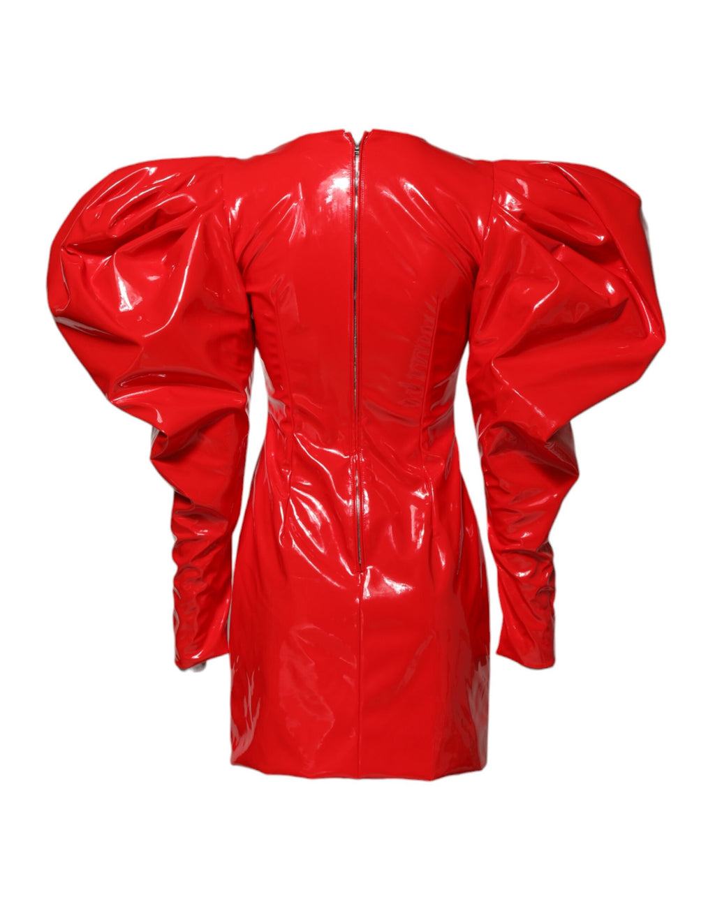 Dolce & Gabbana Rotes Lackleder Minikleid mit Puffärmeln