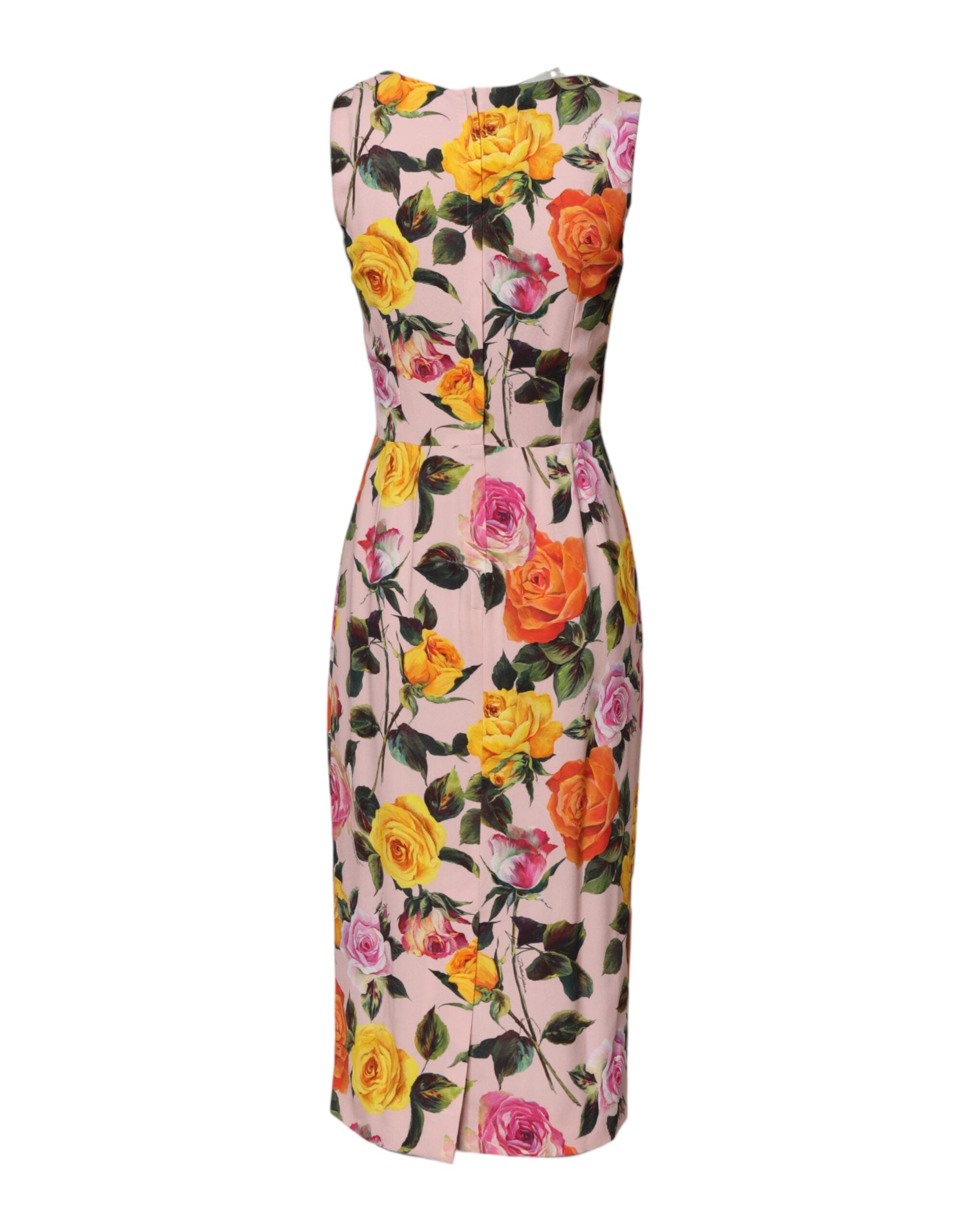 Dolce & Gabbana Multicolor Floral Knielanges Etuikleid
