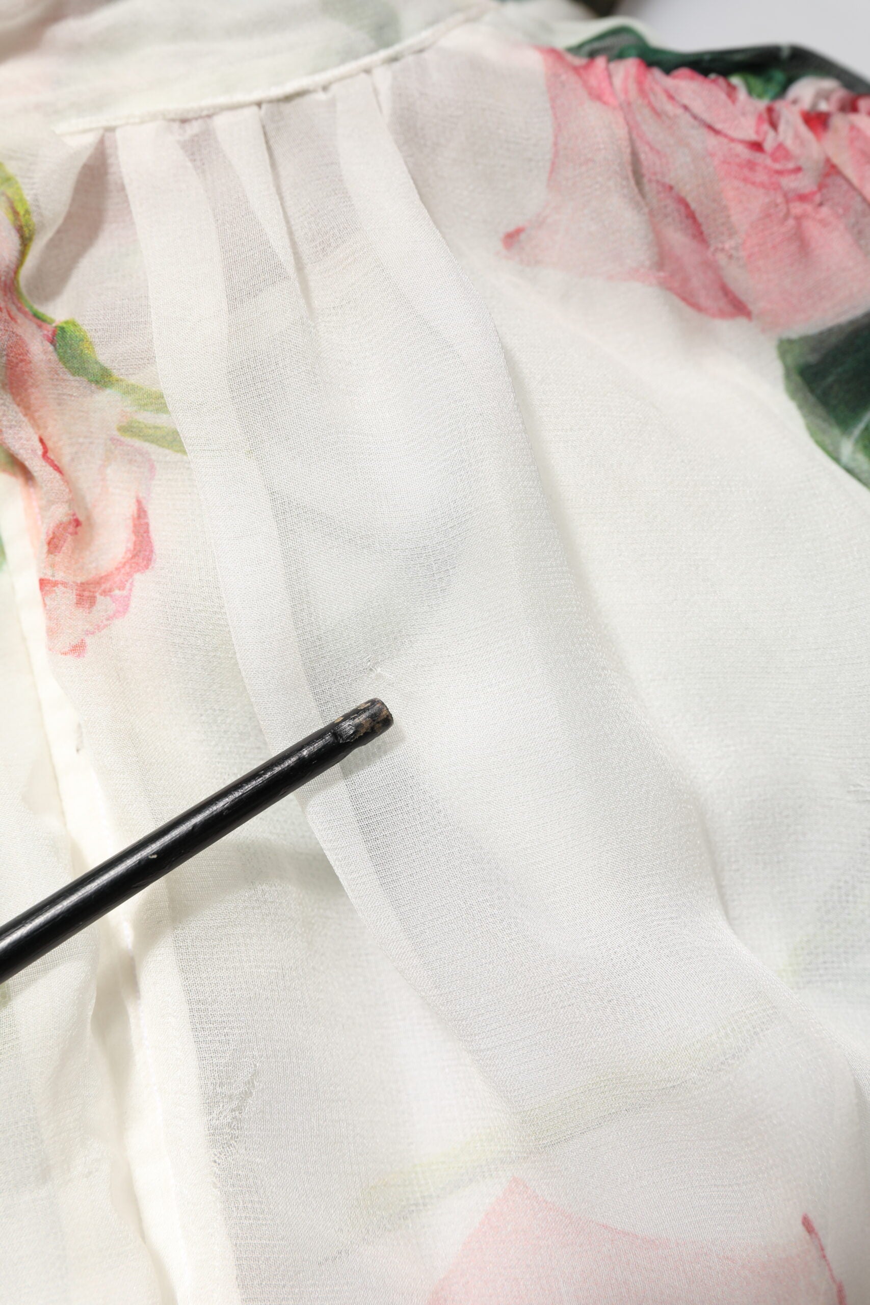 Dolce & Gabbana Weißes geblümtes Rosen Seiden Maxikleid langes Kleid