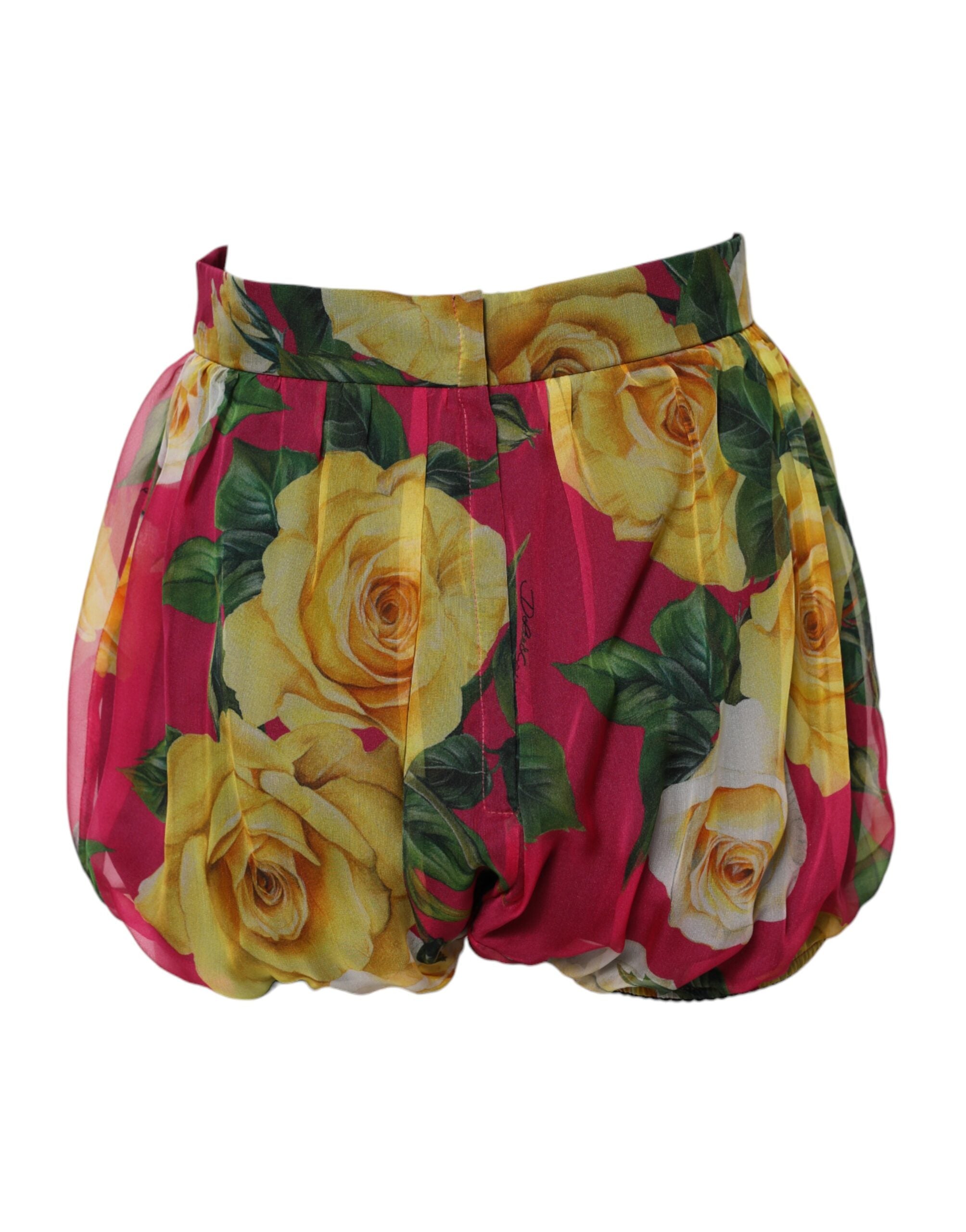 Dolce & Gabbana Rote Blumen hohe Taille Frauen Hot Pants Shorts