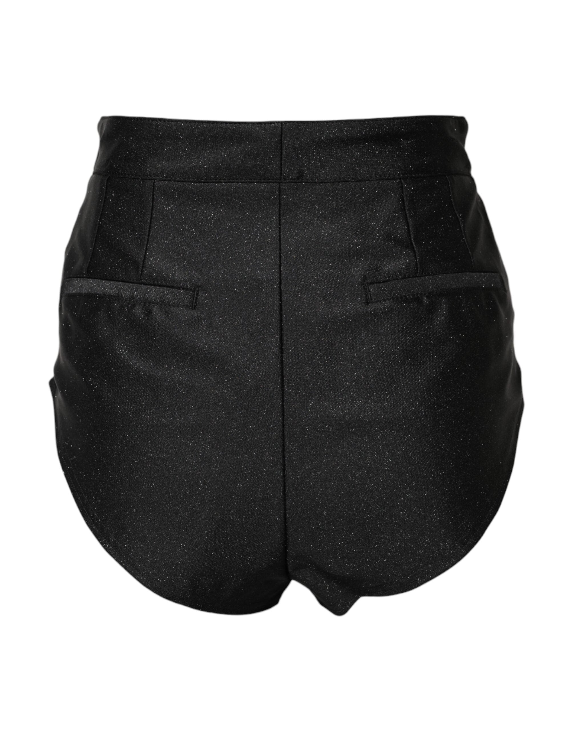 Dolce & Gabbana Schwarze Viskose hoch taillierte Hot Pants Shorts