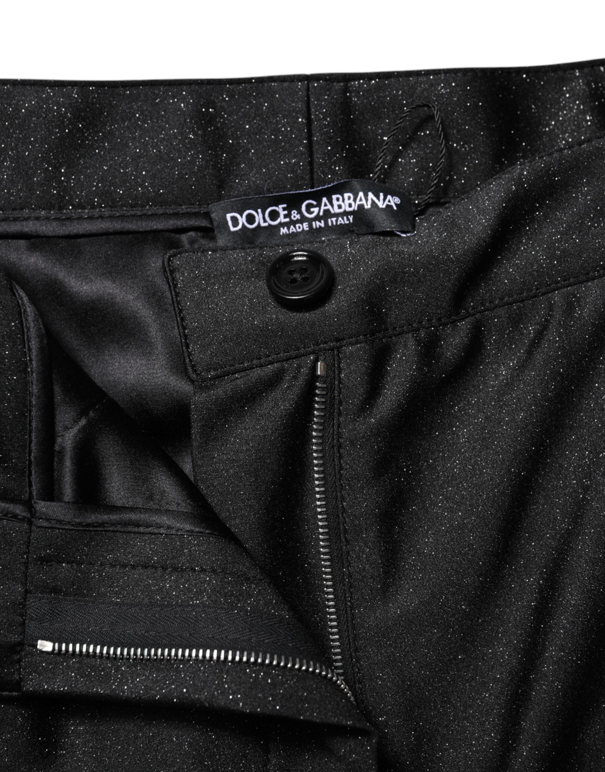 Dolce & Gabbana Schwarze Viskose hoch taillierte Hot Pants Shorts