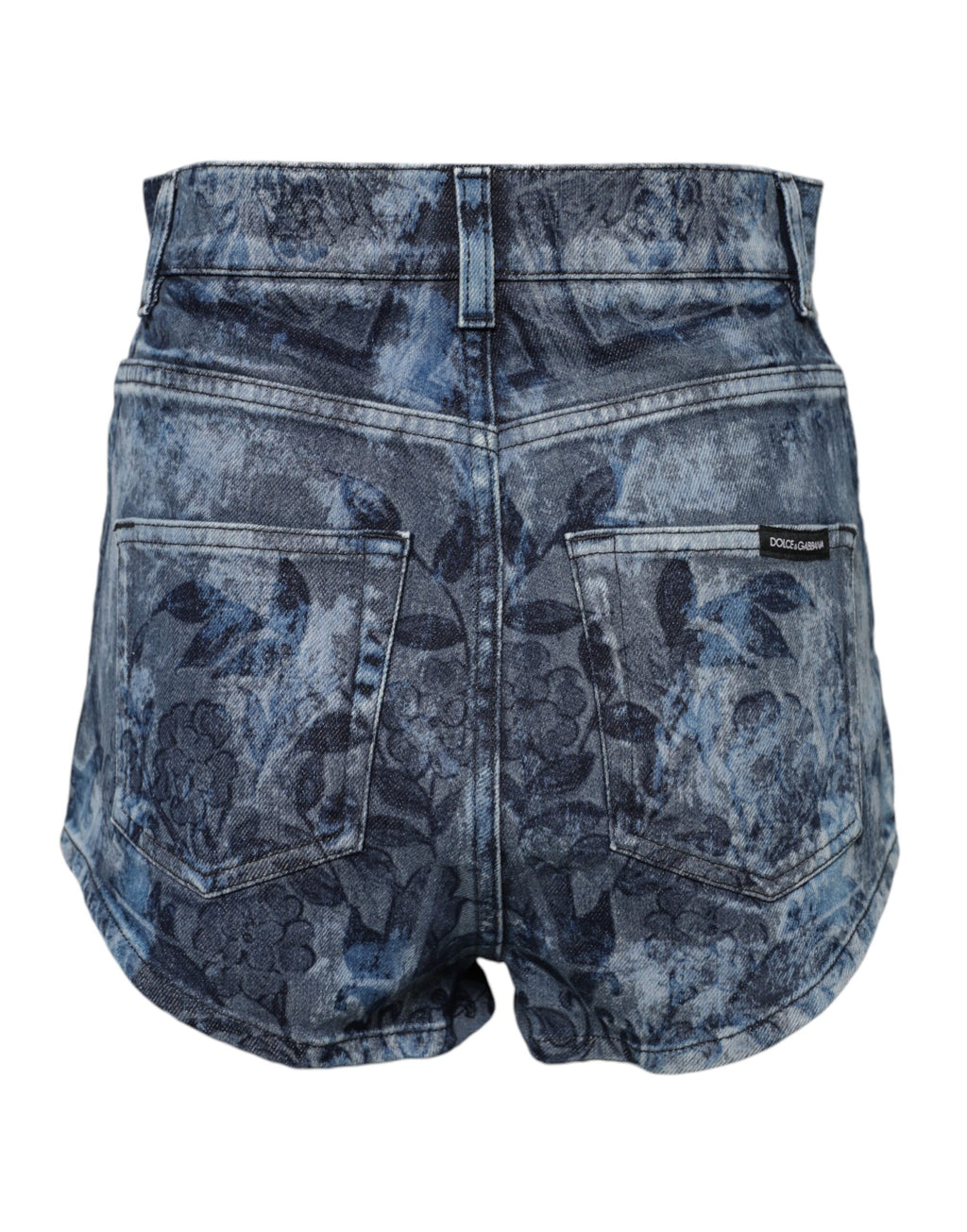 Dolce & Gabbana Blauer Blumendruck Denim Baumwolle Hot Pants Shorts