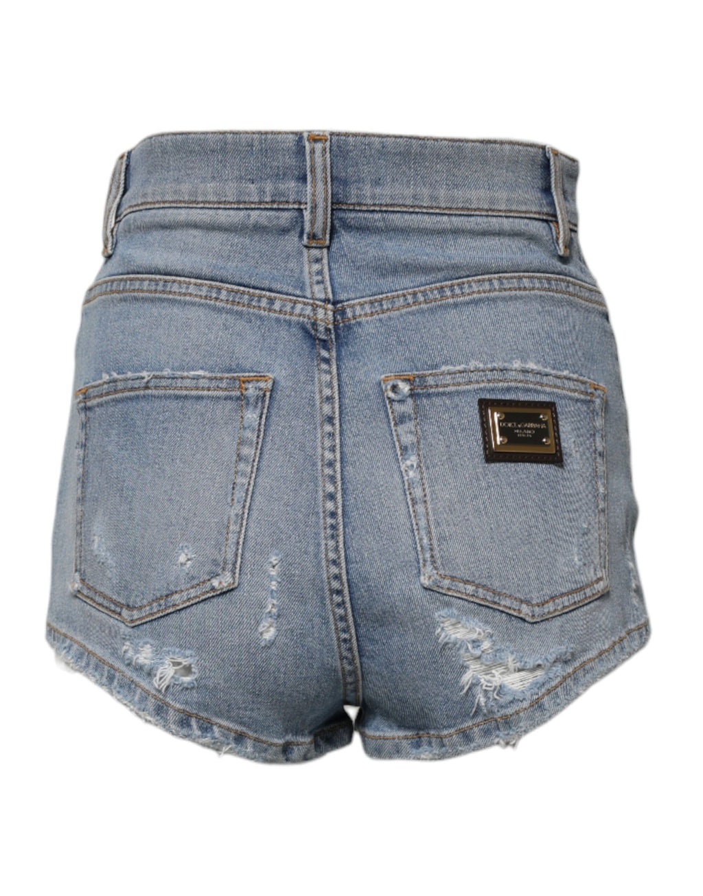 Dolce & Gabbana Blaue zerfledderte Denim-Baumwolle Hot Pants Shorts