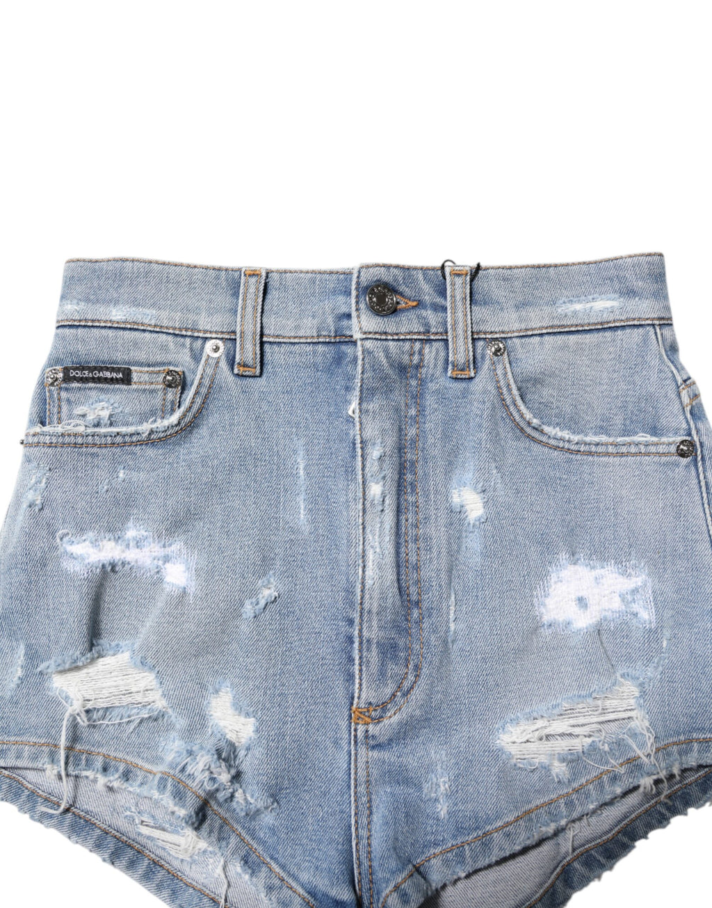 Dolce & Gabbana Blaue zerfledderte Denim-Baumwolle Hot Pants Shorts