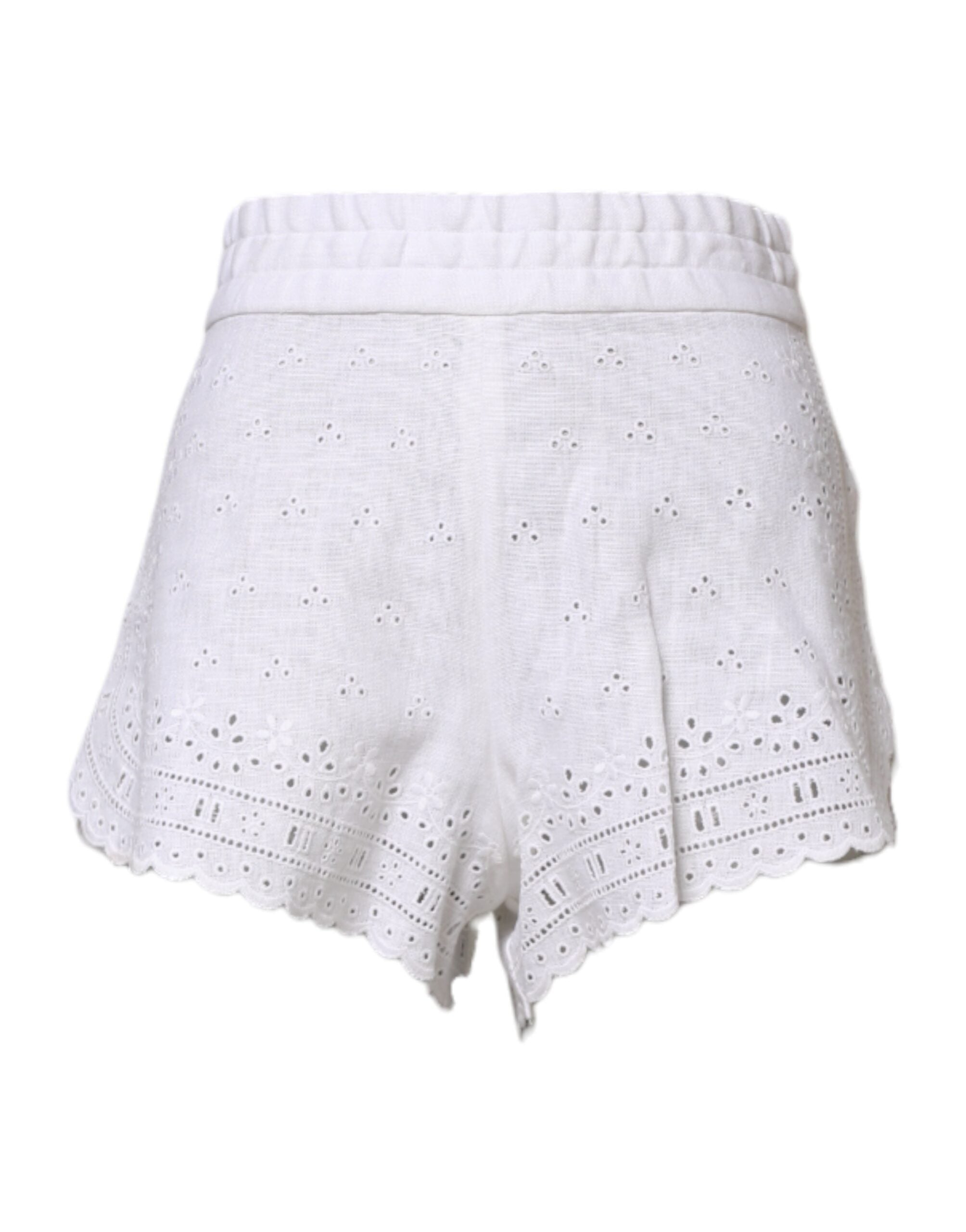 Dolce & Gabbana Weiße Leinenhose mit hoher Taille Hot Pants Shorts