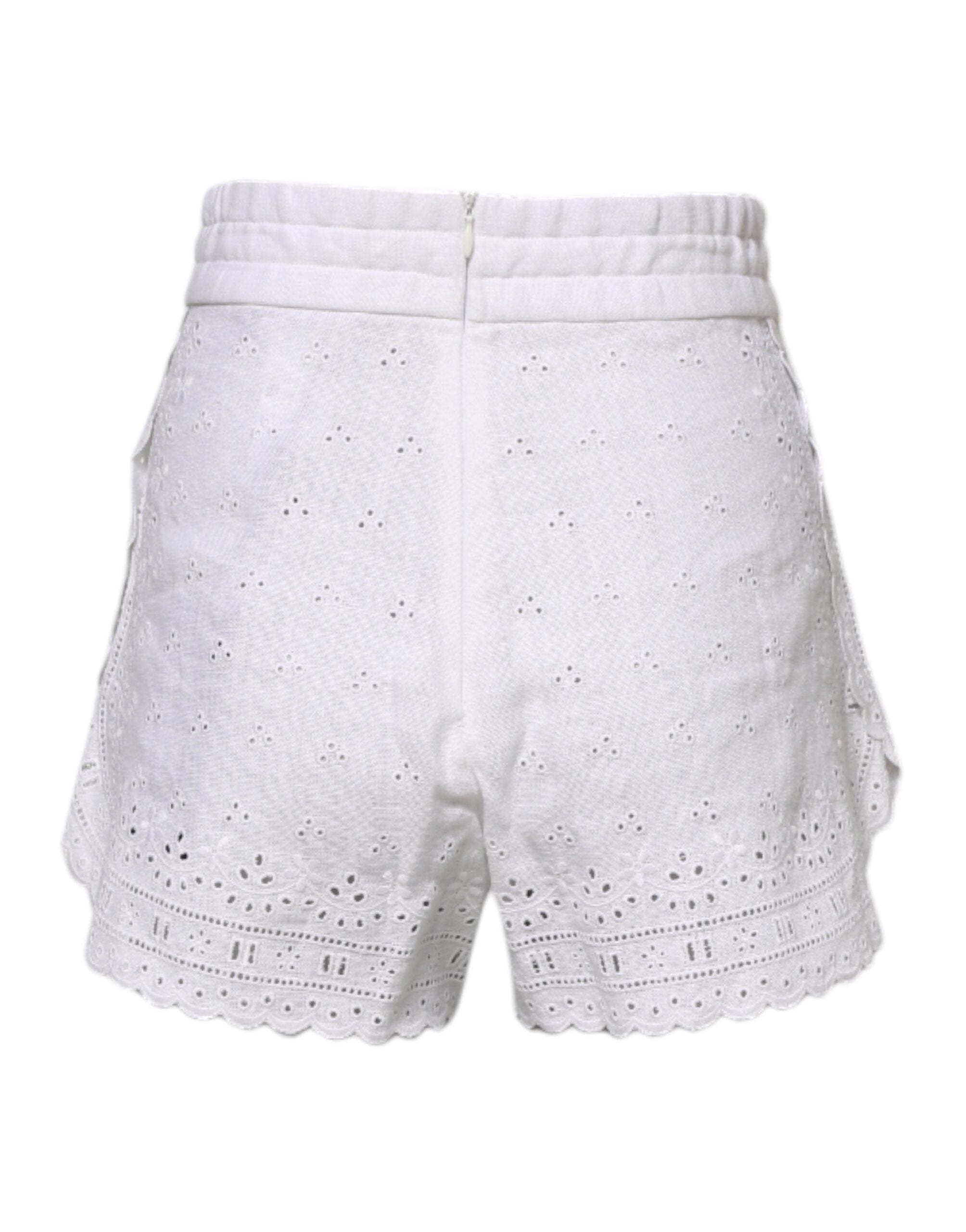 Dolce & Gabbana Weiße Leinenhose mit hoher Taille Hot Pants Shorts