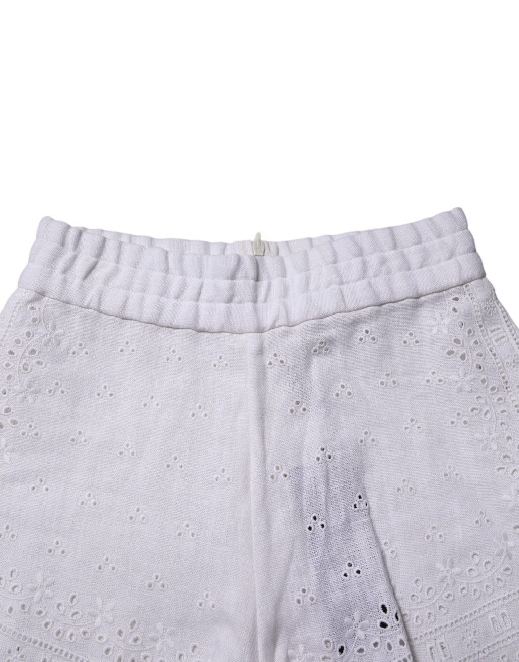 Dolce & Gabbana Weiße Leinenhose mit hoher Taille Hot Pants Shorts