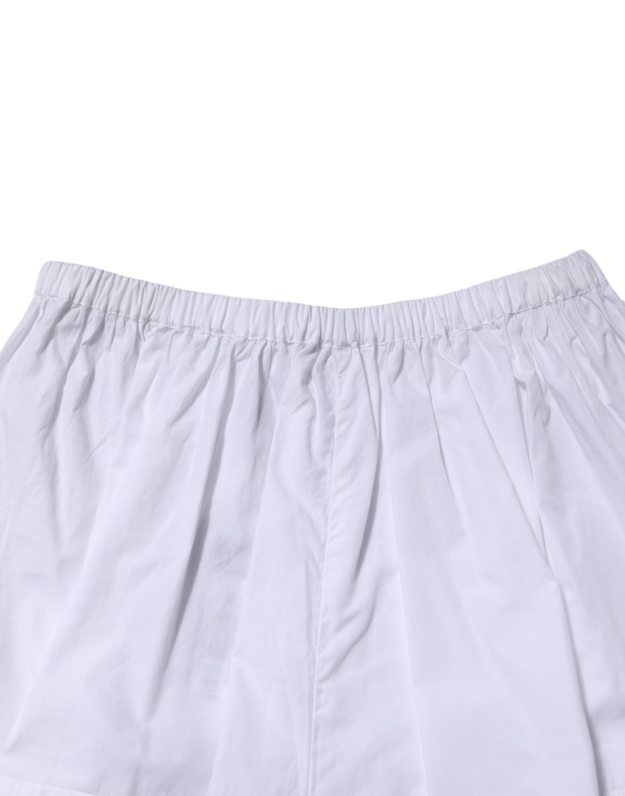 Dolce & Gabbana Weiße Shorts aus Baumwolle mit Spitzenbesatz und hoher Taille