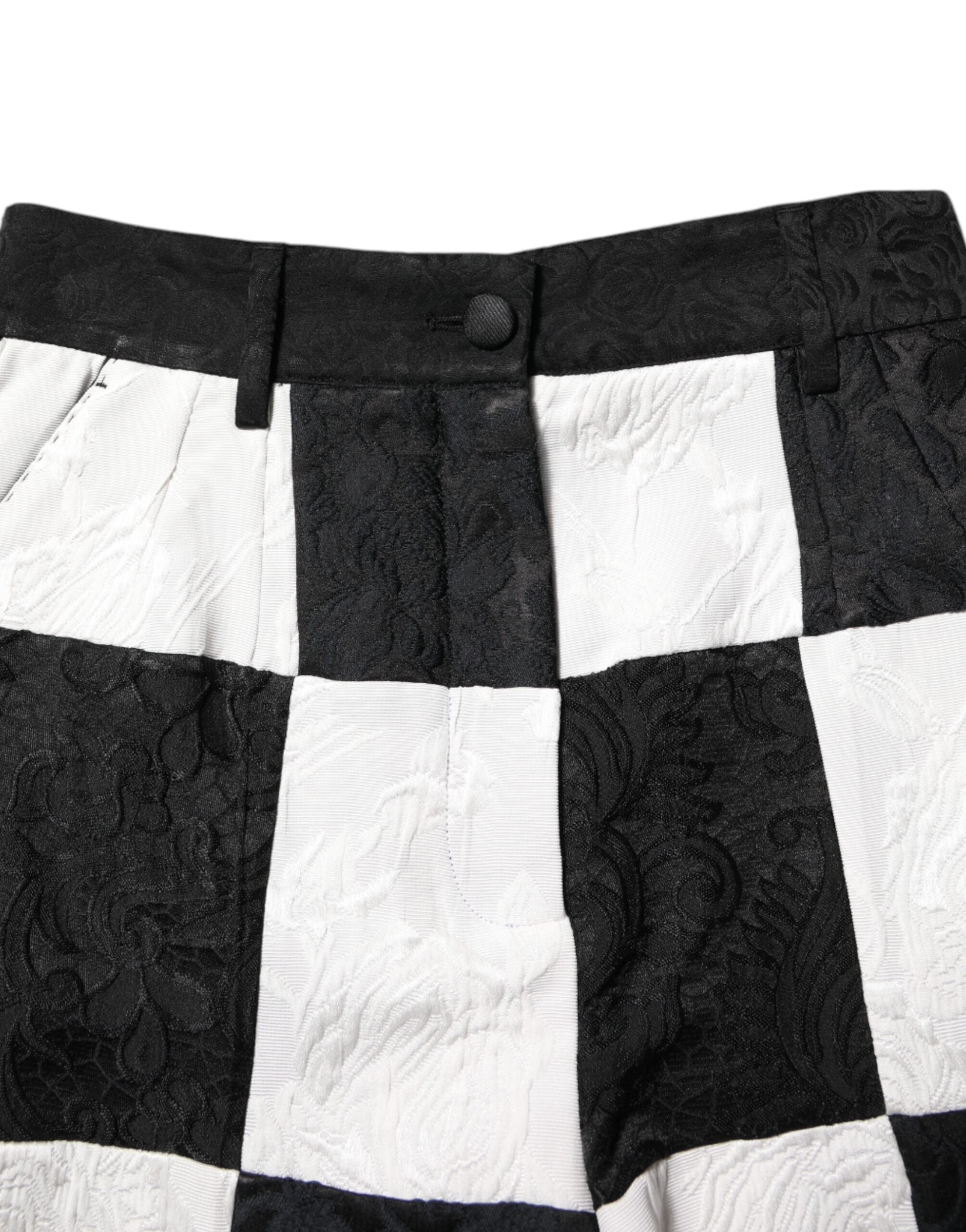 Dolce & Gabbana Schwarz Weiß Floral Brokat Hot Pants Shorts