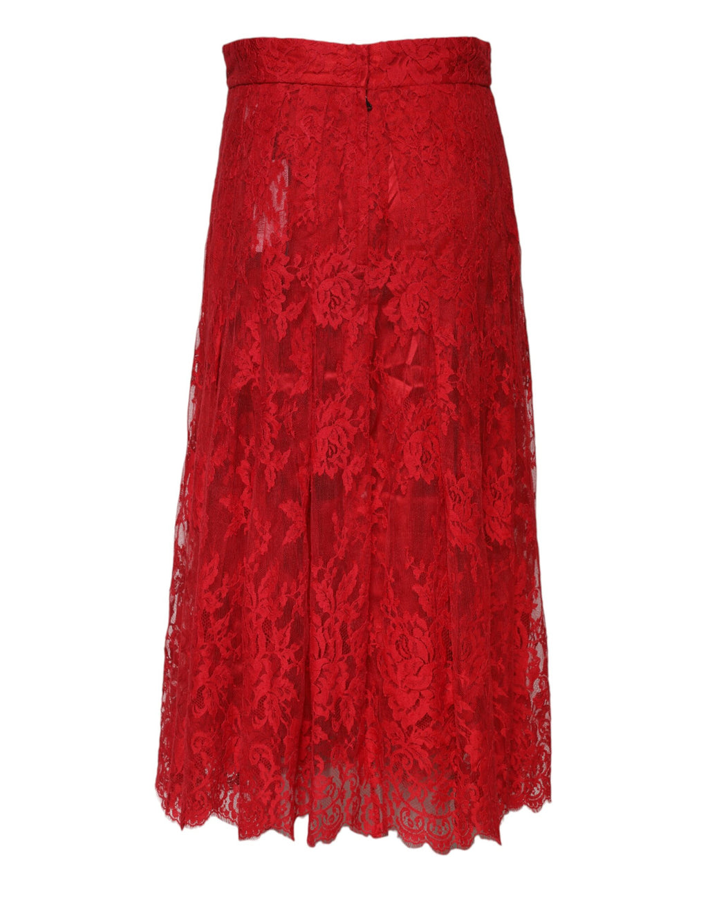 Dolce & Gabbana Roter geblümter Baumwollspitzen-Maxirock in A-Linie