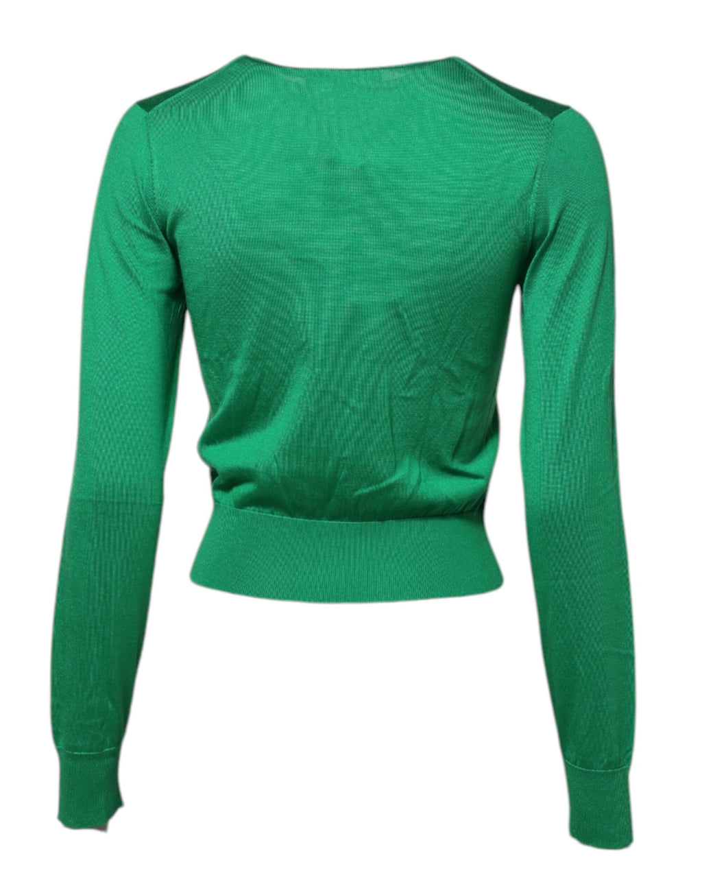 Dolce & Gabbana Grüner Seidenpullover mit Blumendetails
