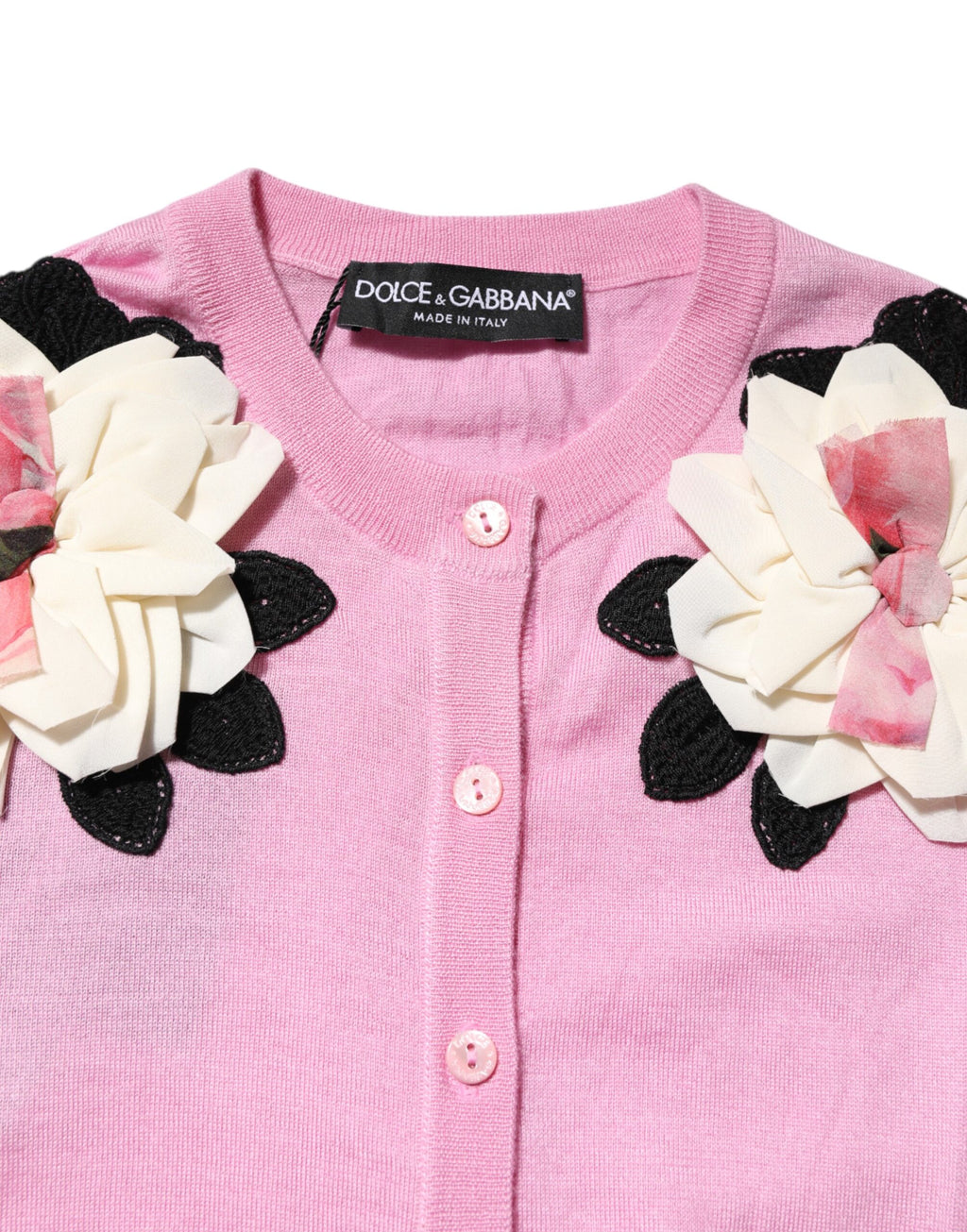 Dolce & Gabbana Rosa Strickjacke mit Blumenverzierung