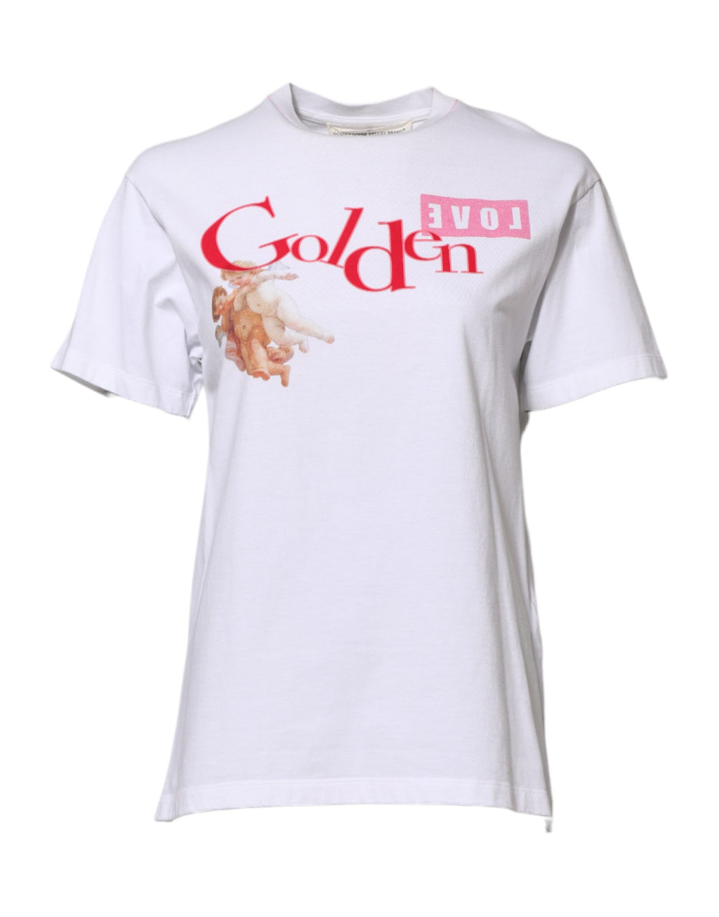 Golden Goose Weißes bedrucktes T-Shirt mit Rundhalsausschnitt