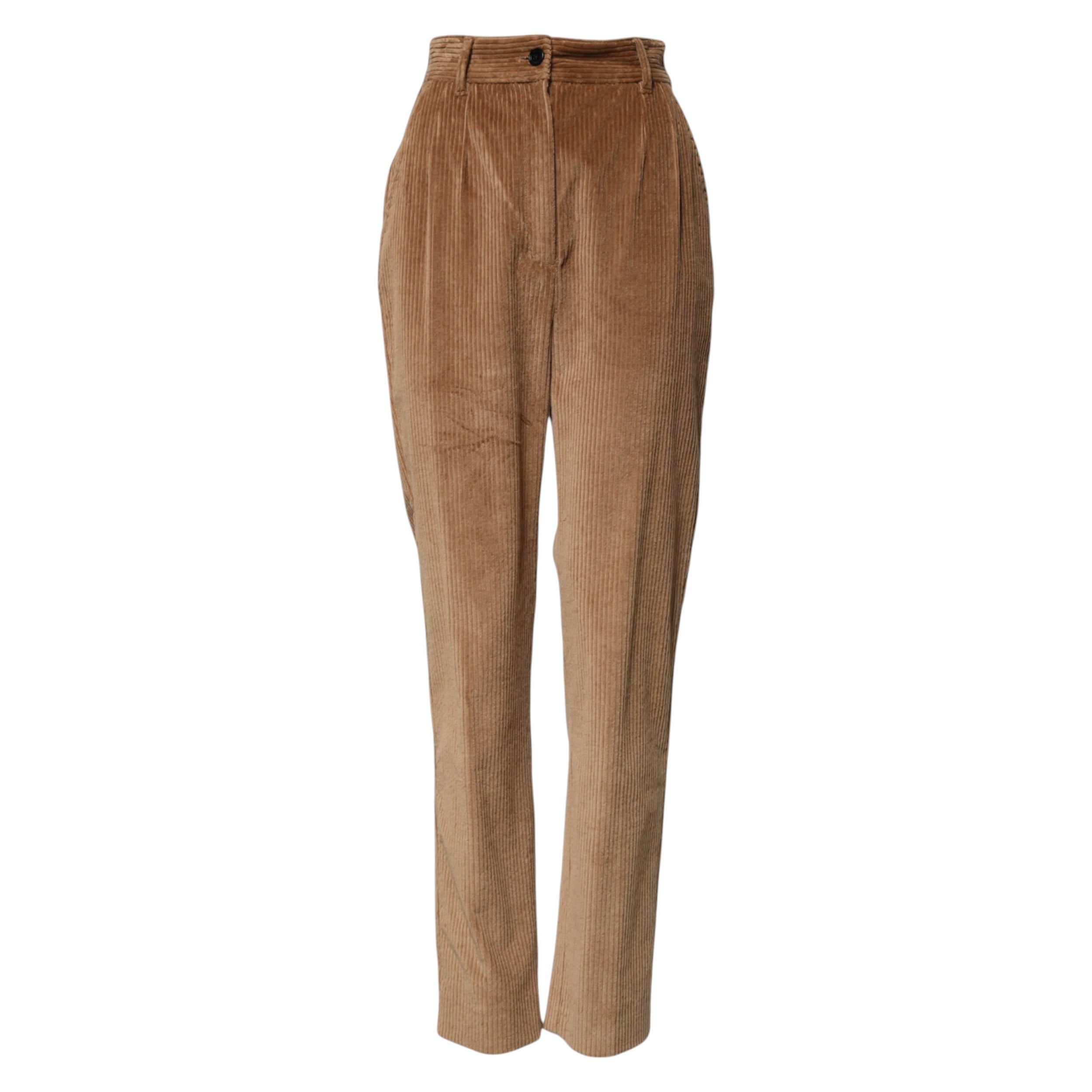 Dolce & Gabbana Braune Baumwoll-Cordhose in Kegelform
