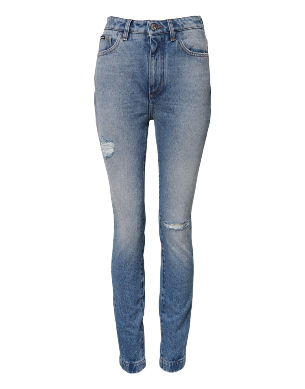 Dolce & Gabbana Blau gewaschene Skinny Denim Jeans mit hoher Taille