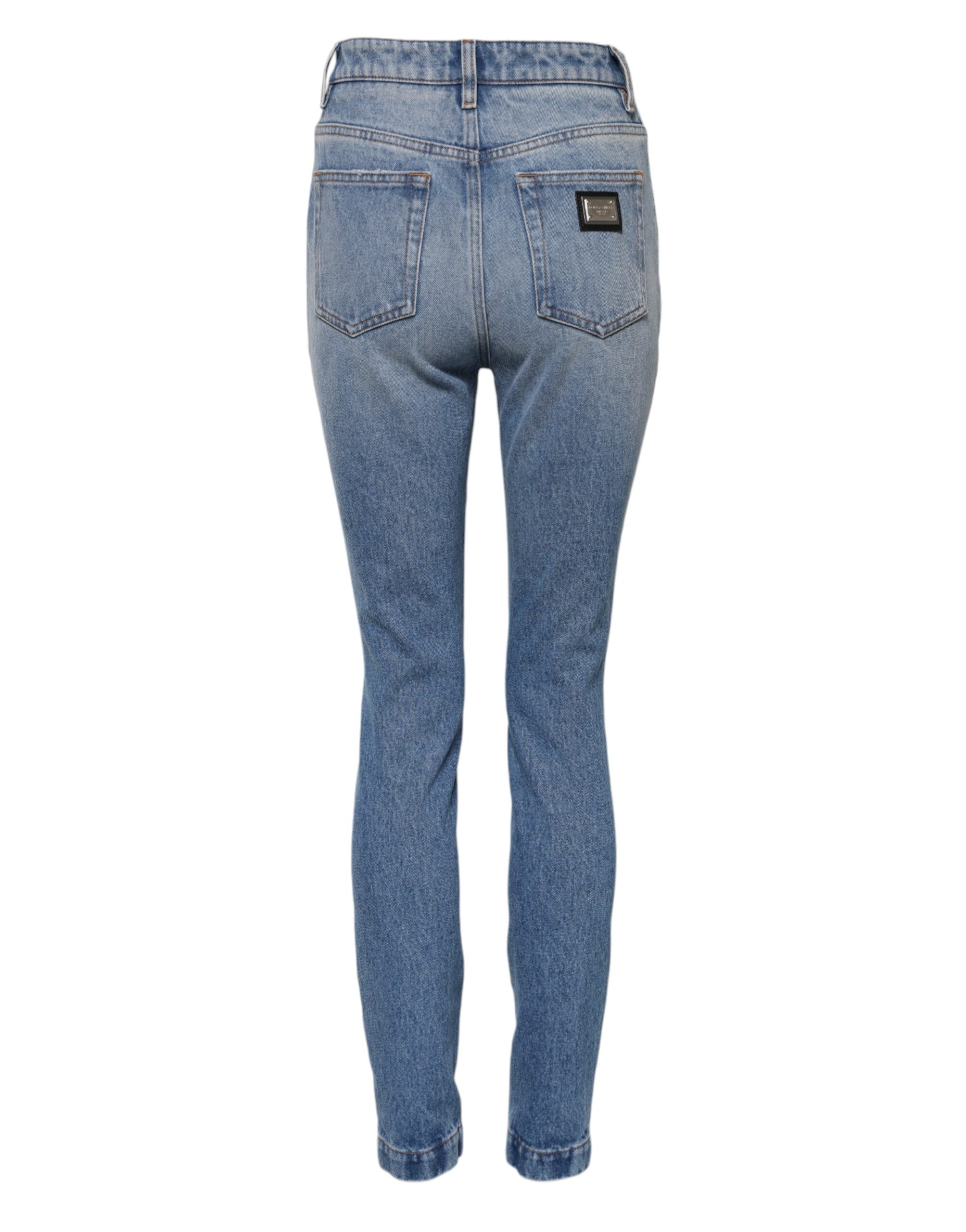 Dolce & Gabbana Blau gewaschene Skinny Denim Jeans mit hoher Taille