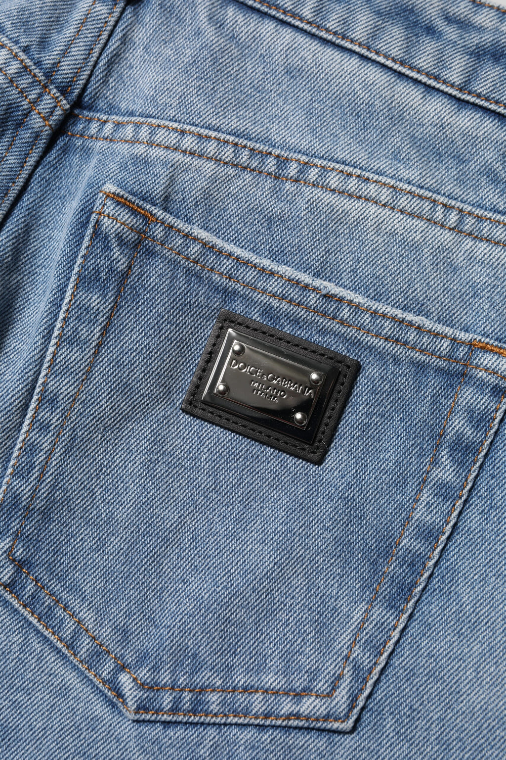 Dolce & Gabbana Blau gewaschene Skinny Denim Jeans mit hoher Taille