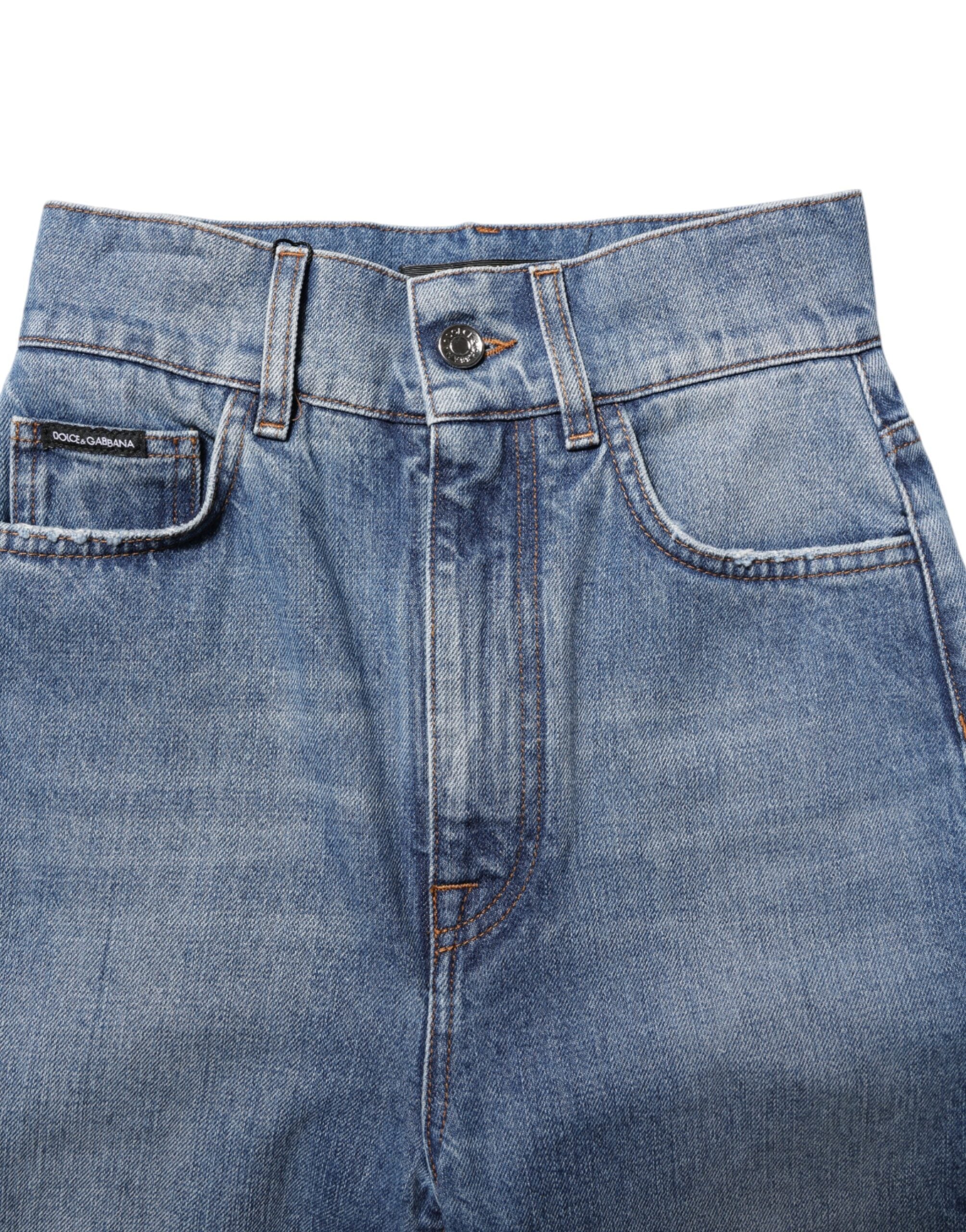 Dolce & Gabbana Blau gewaschene Skinny Denim Jeans mit hoher Taille