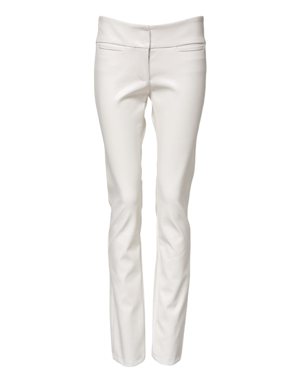 Dolce & Gabbana Weiße Polyurethan-Hose mit hoher Taille und konisch zulaufender Hose