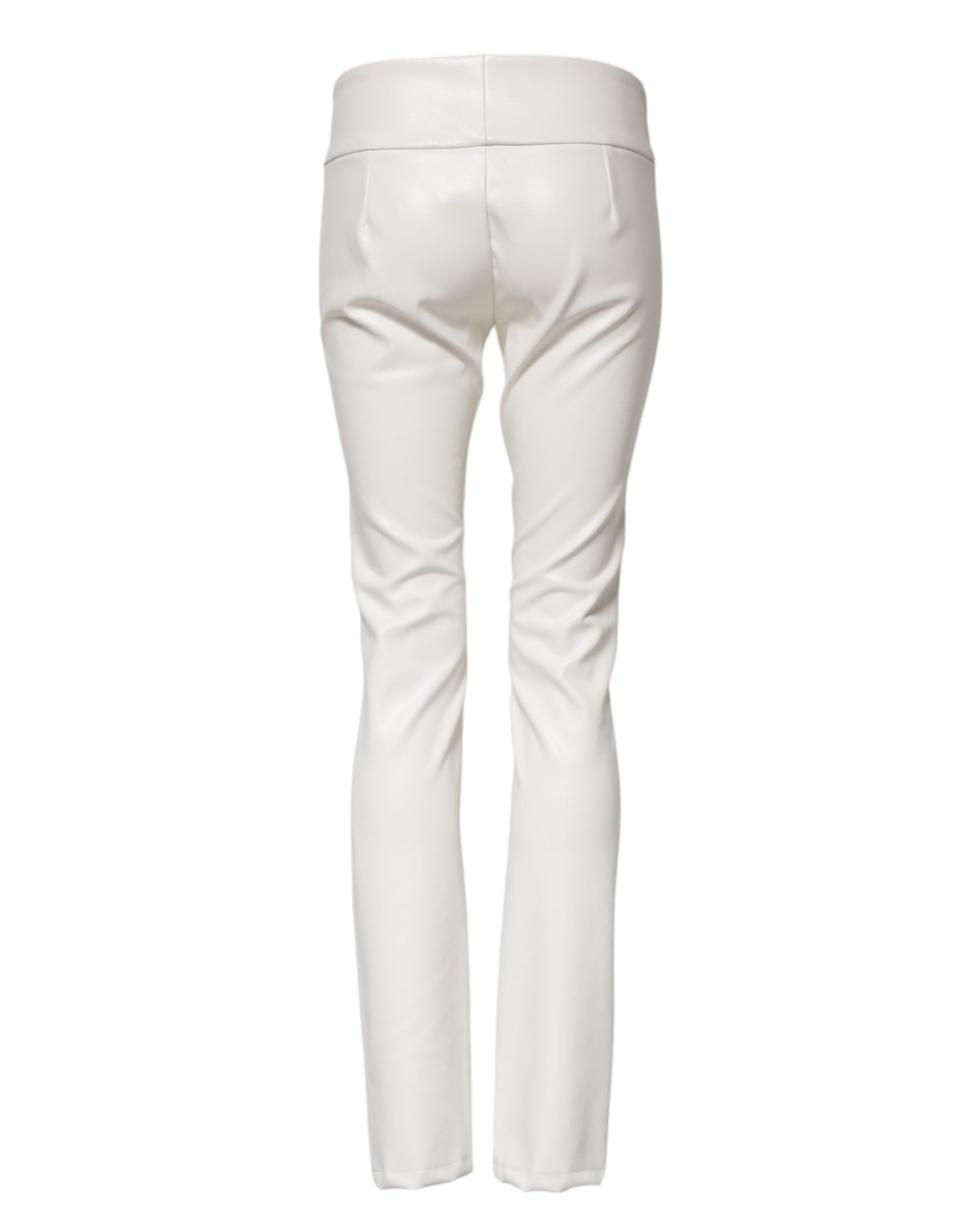 Dolce & Gabbana Weiße Polyurethan-Hose mit hoher Taille und konisch zulaufender Hose