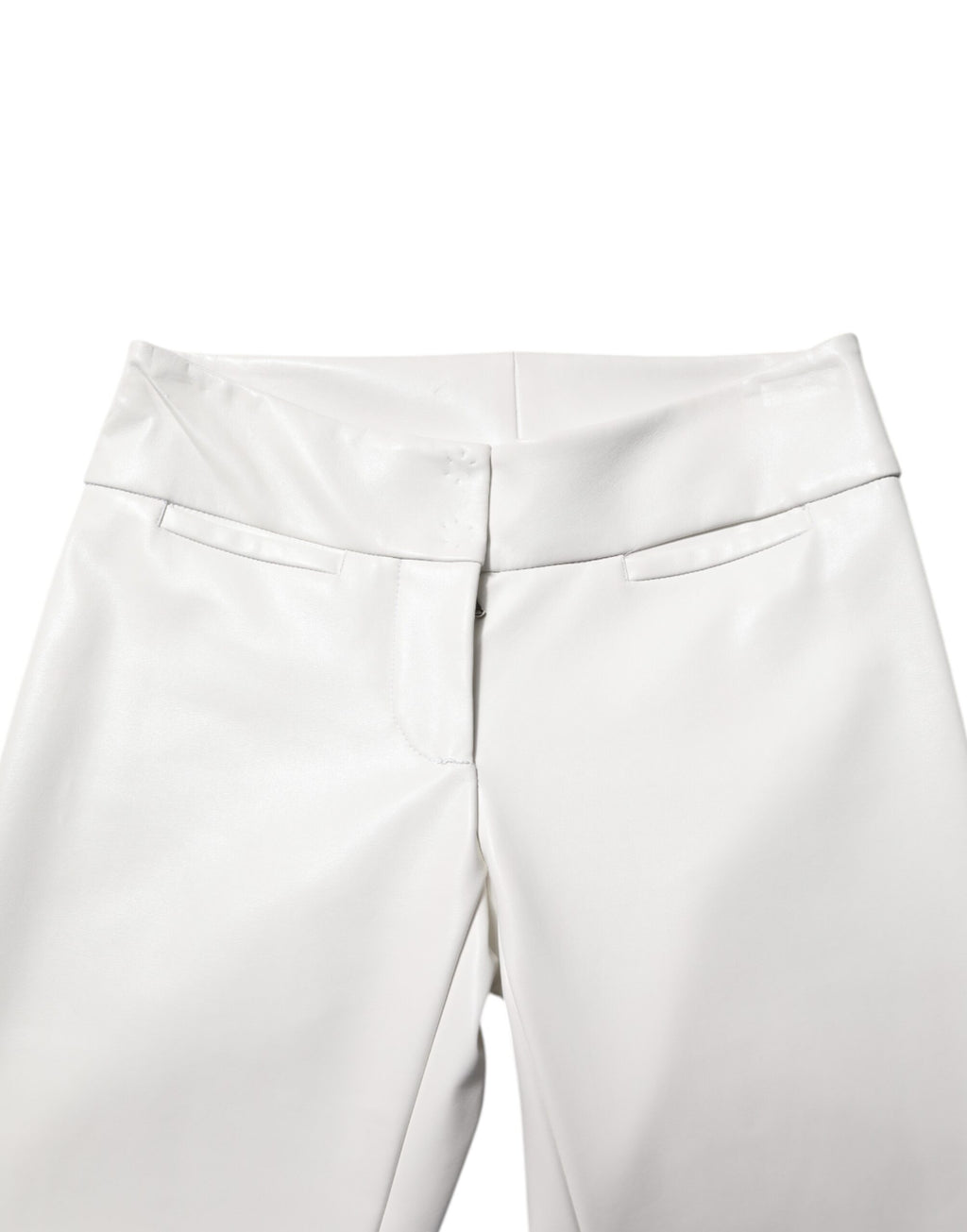 Dolce & Gabbana Weiße Polyurethan-Hose mit hoher Taille und konisch zulaufender Hose